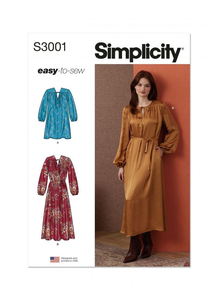 Simplicity Women's Sewing Pattern 3001, Dresses For K5 (8-10-12-14-16) - Easy - Y5 (18-20-22-24-26)