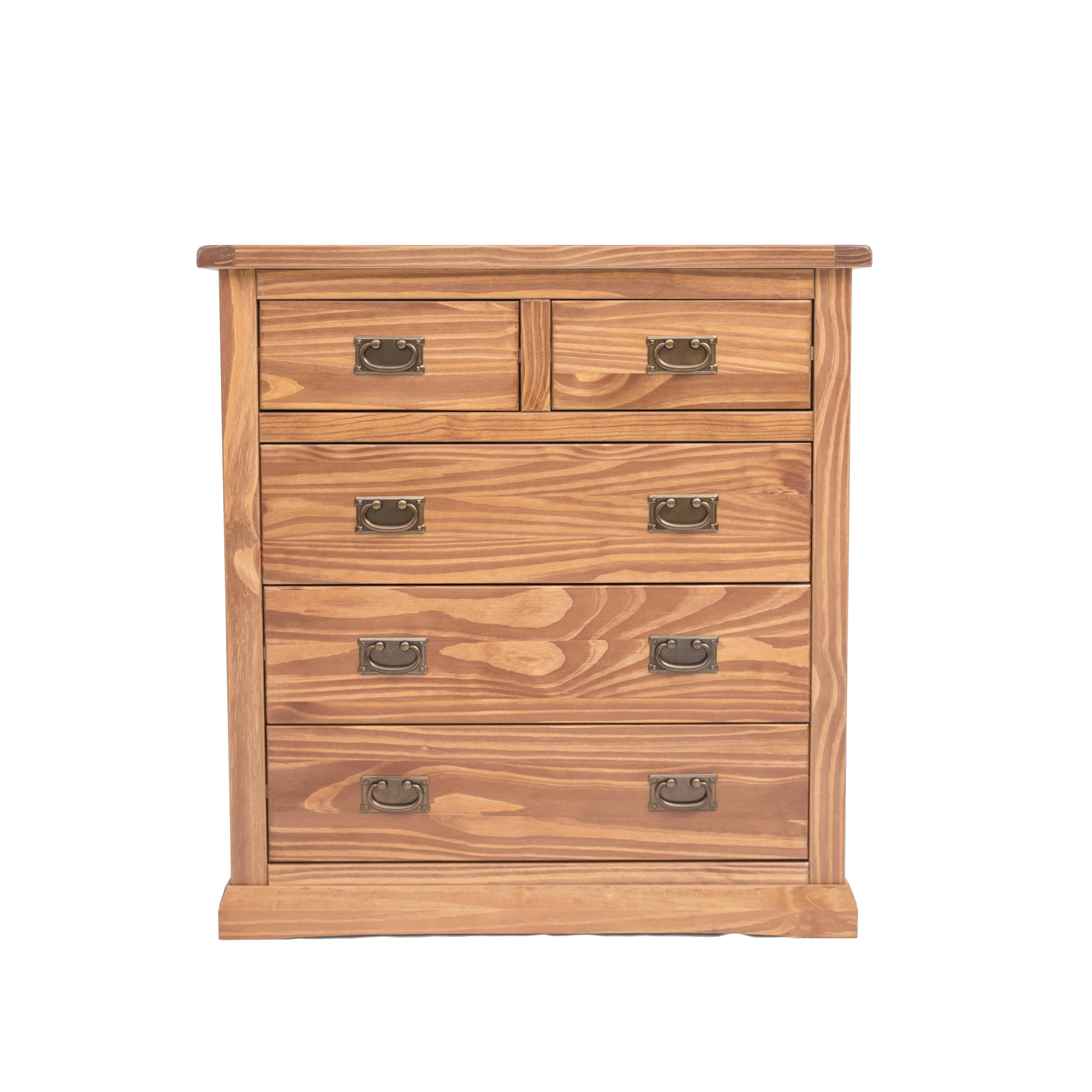 Cabinet Bits Tirolo 2 Over 3 Drawer Chest - Brown / Brass - Image 2