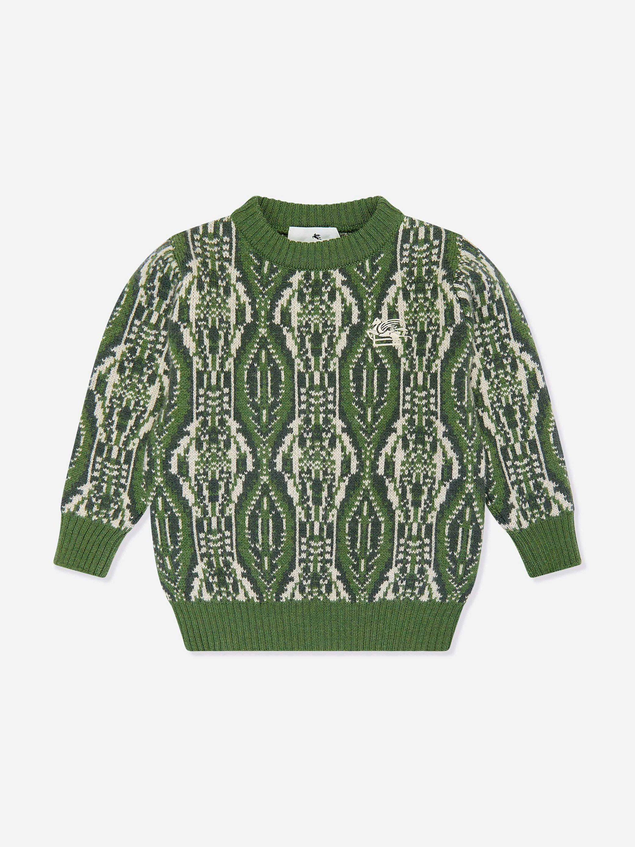 Etro Boys Green Wool Knitted Jumper In - 6 Yrs
