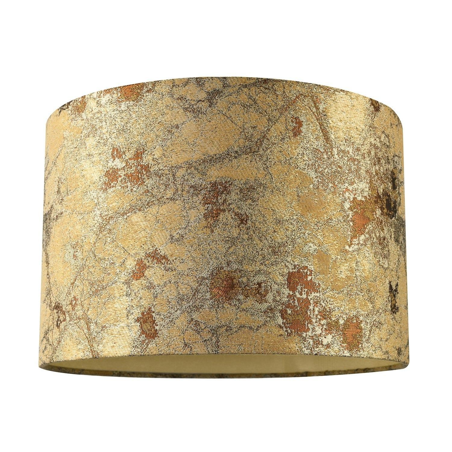 Rackhams Gold/Orange Designer Textured And Burnt Jacquard Fabric Drum Lampshade