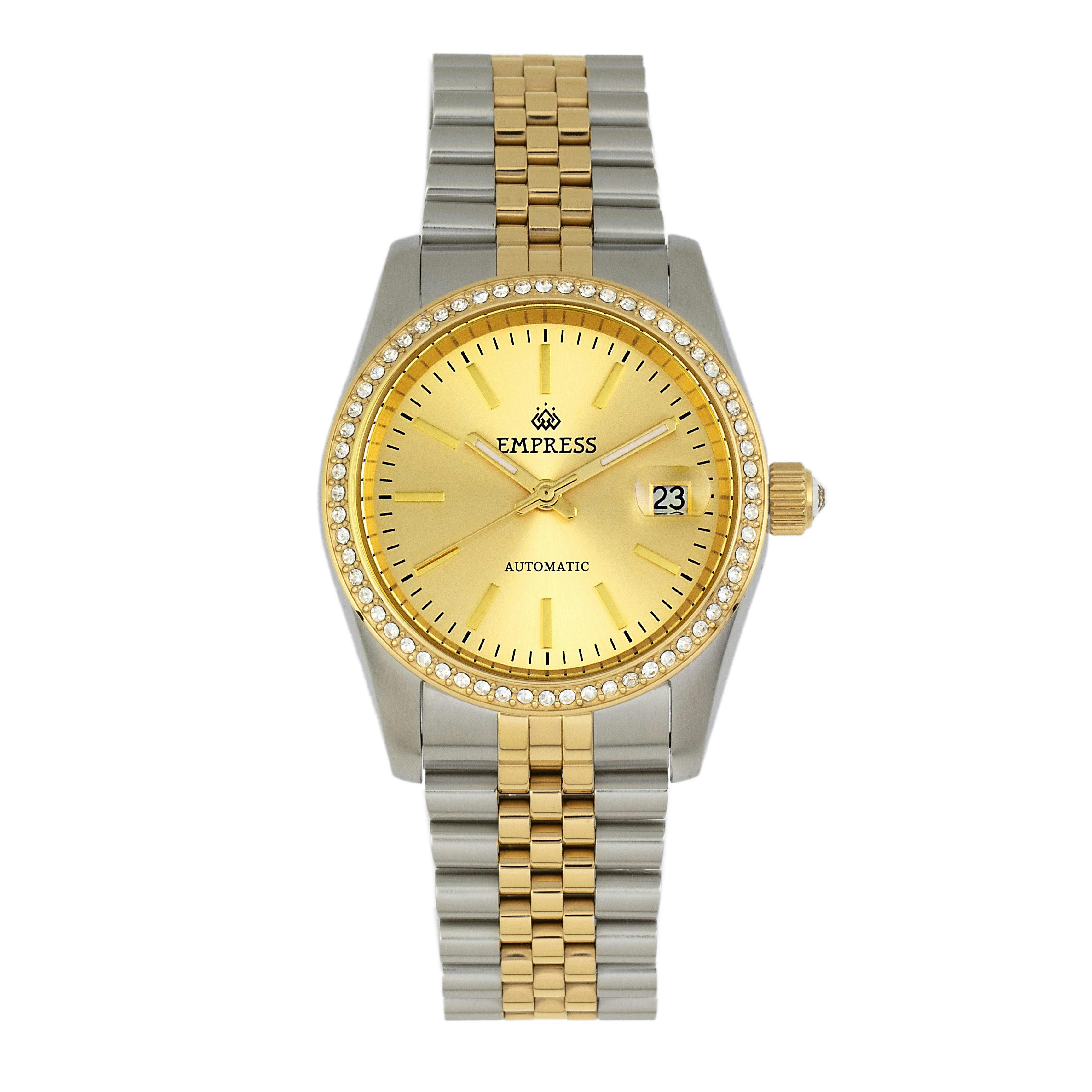 Empress Silver/Gold Constance Automatic Bracelet Watch W/Date