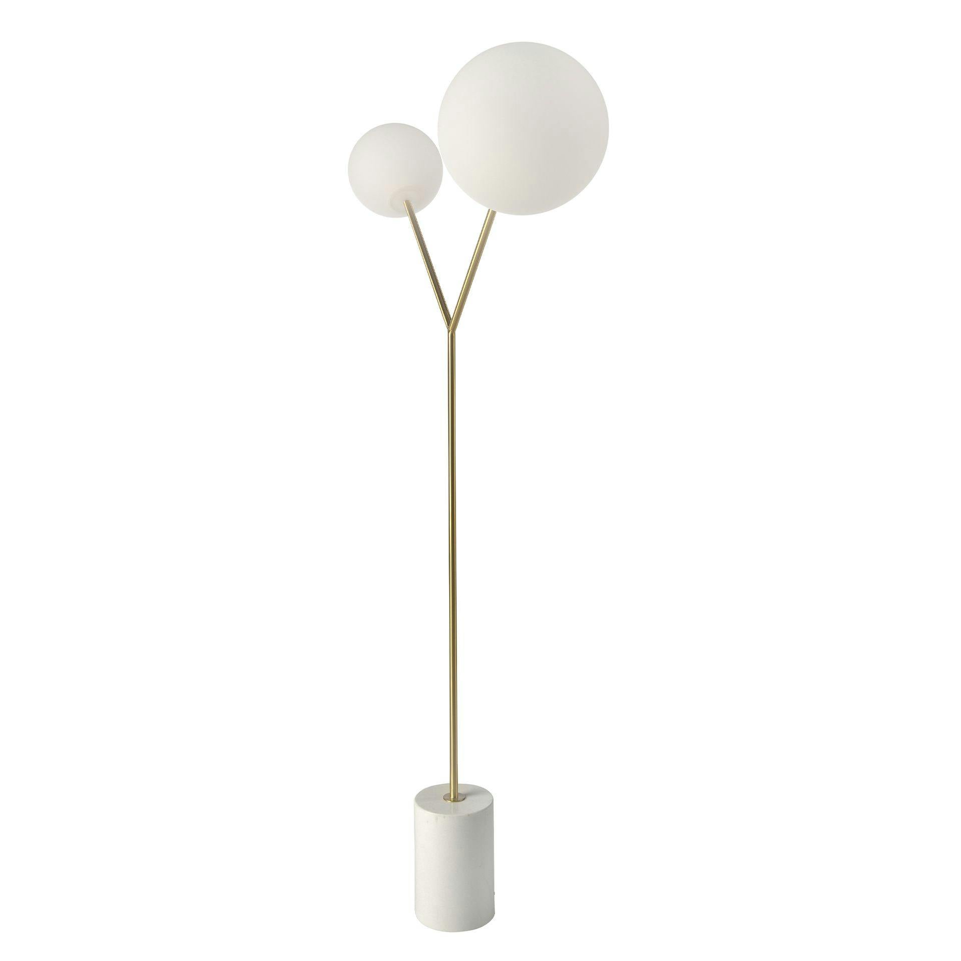 Rackhams White/Golden Floor Lamp In Marble, Steel And Glass 8048