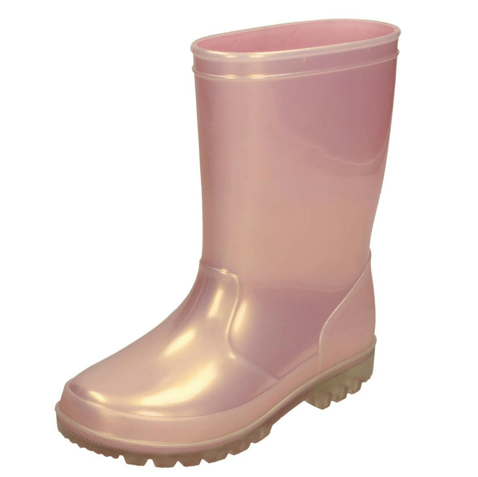 Spot On Girls Pink Slip On Wellington Boots - Uk 13 Child