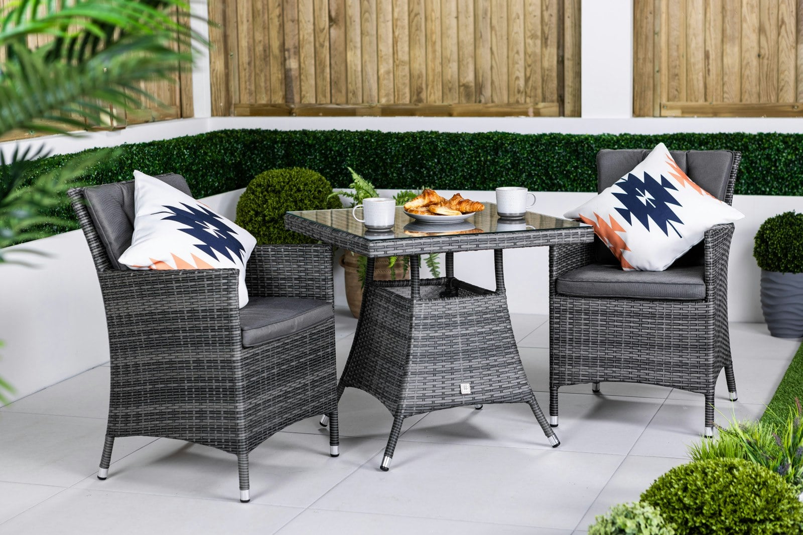 Rackhams Grey Savannah Rattan Garden Bistro Set, Patio Table And Chairs