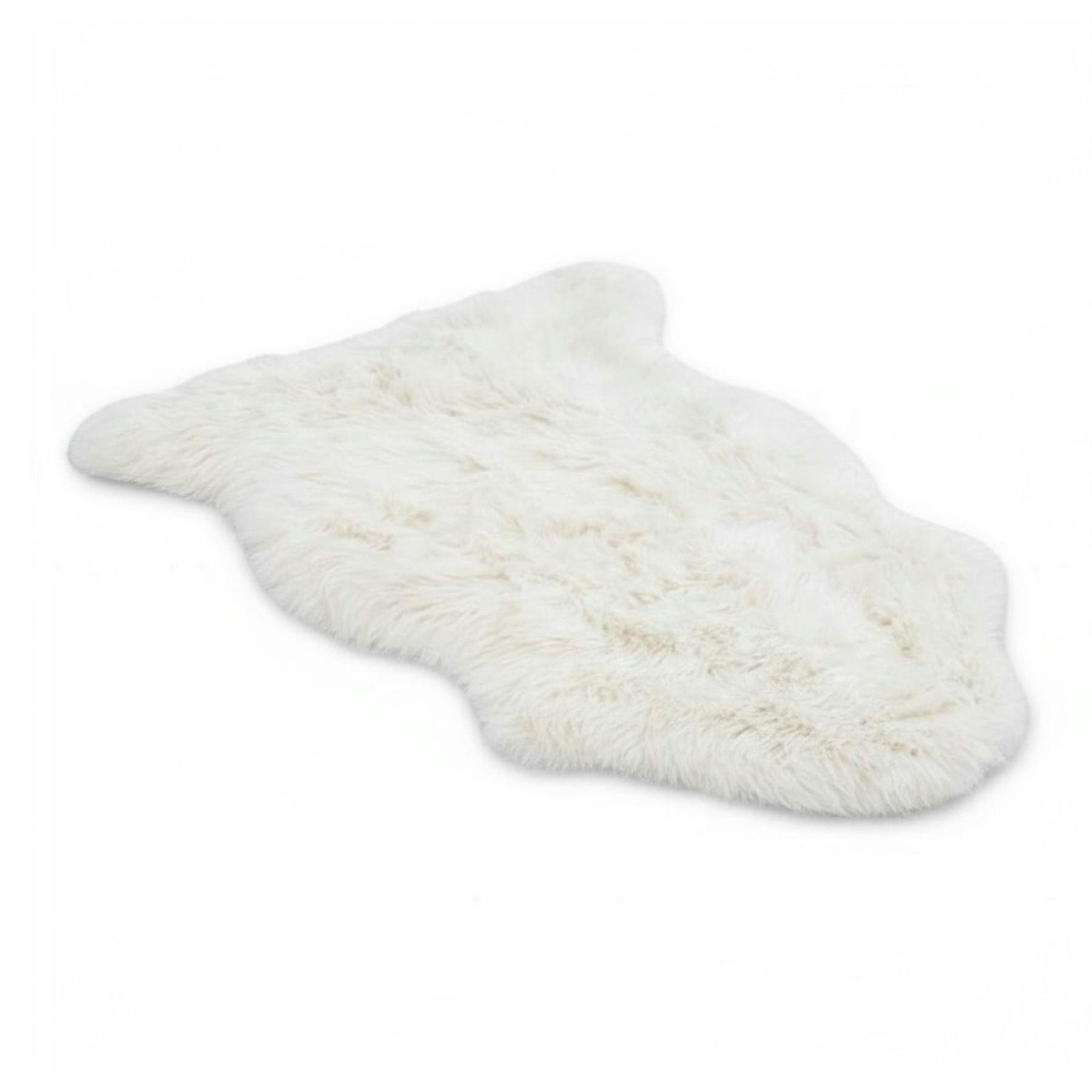 Rackhams Ivory Genuine Sheepskin Natural Silky Soft Fluffy Real Wool Rug - 90 X 60 Cm