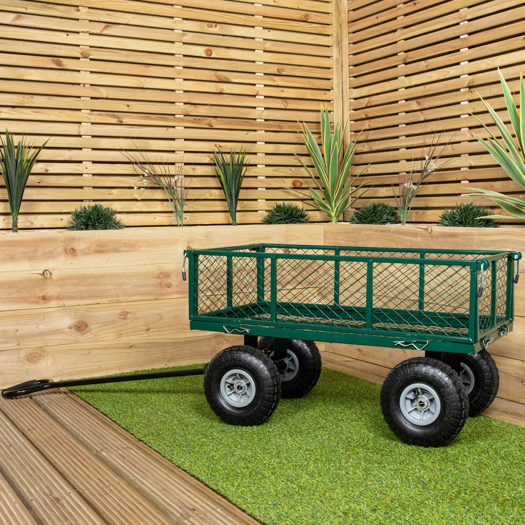 Rackhams Green Heavy Duty Metal Garden Festival Cart Truck Trolley Wheelbarrow - Wheelbarrows
