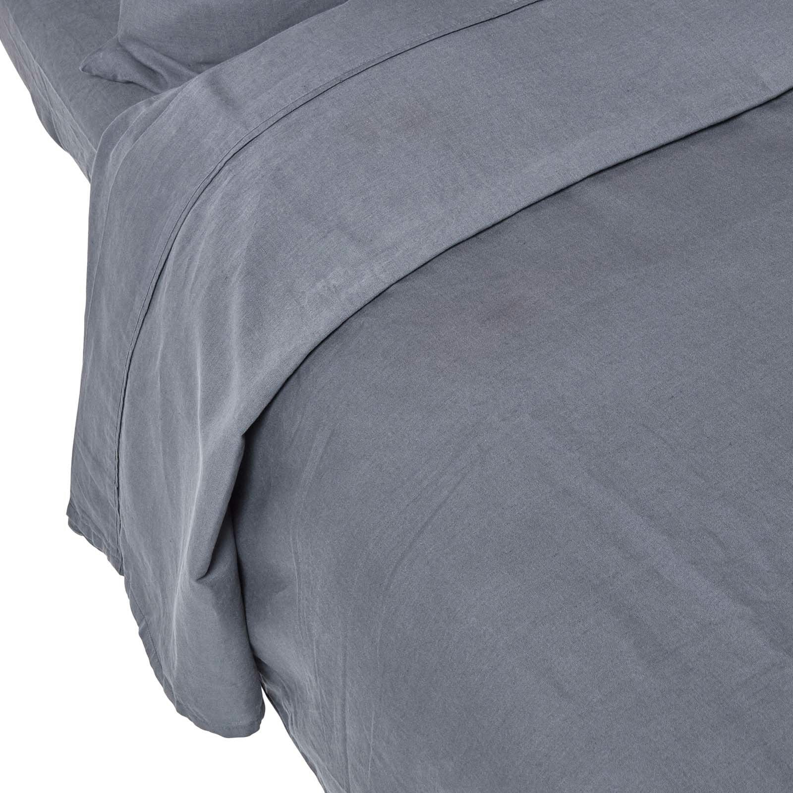 Homescapes Dark/Grey French Flax Linen Flat Sheet - Single