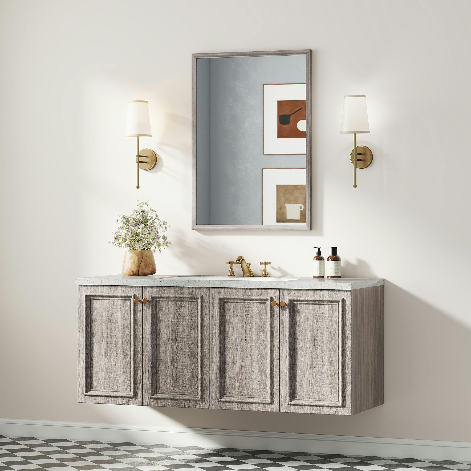 Rackhams Grey 50 X 70 Cm Wall Bathroom Mirror, Vanity Mirror,