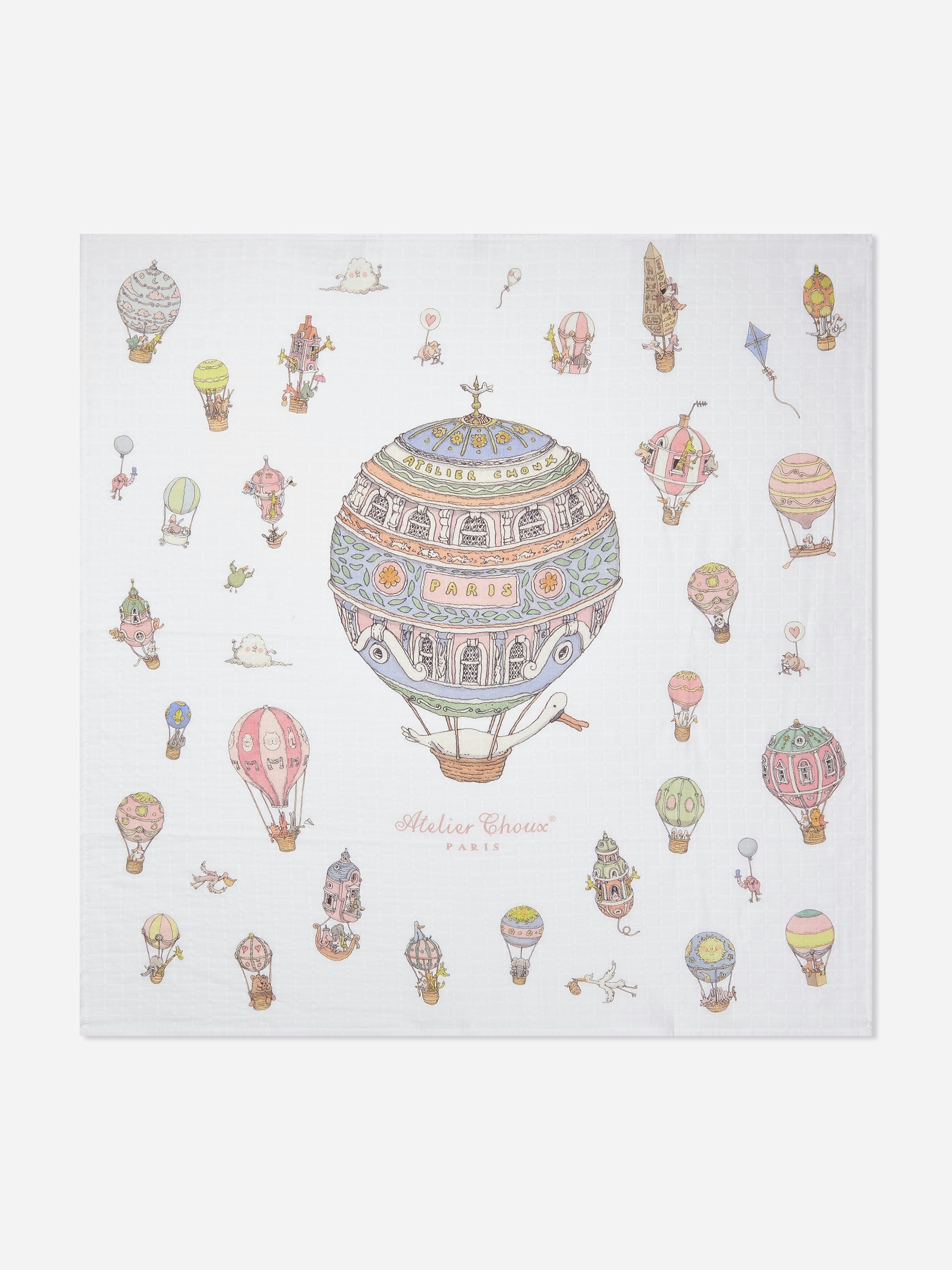 Atelier Choux White Baby Hot Air Balloons Swaddle In (100Cm) - One Size