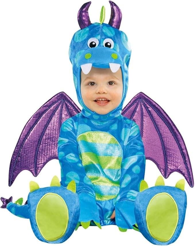 Amscan Blue/Purple Childs Little Dragon Fancy Dress Costume Age 12-18 Months Multi - Multi - 12-18 Months