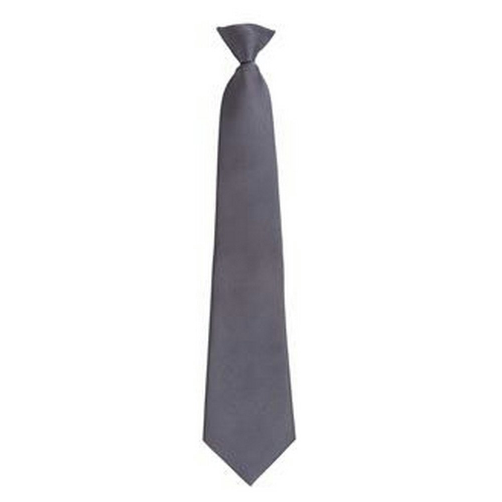 Premier (One Size, Grey) Mens Fashion ”Colours” Work Clip On Tie - Image 3