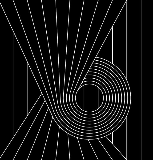 Erica Wakerly White/Black Spiral Line And Wallpaper - 10M Roll
