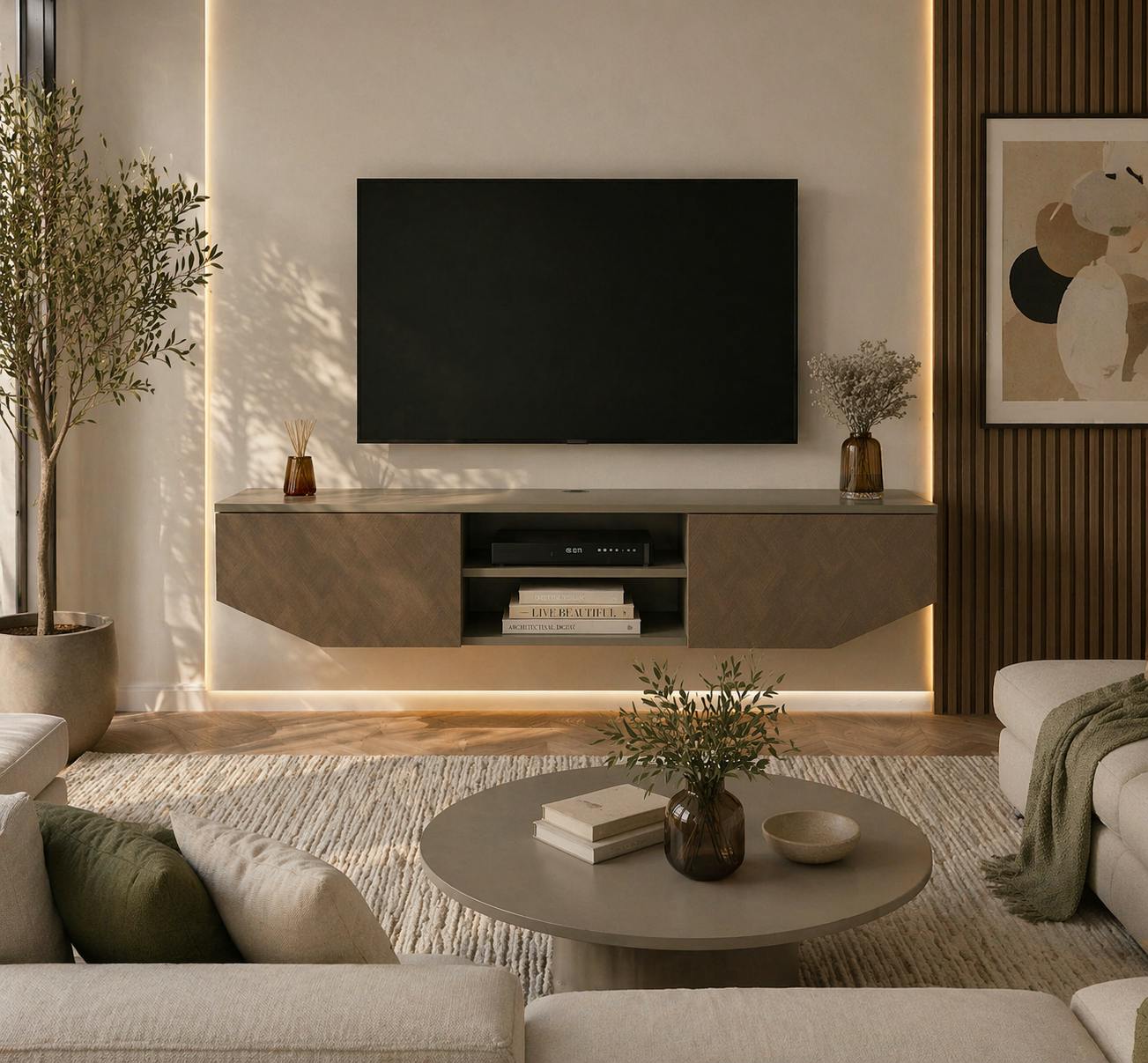 Decorotika Hera Modern Tv Stand Tv Cabinet For Tv's Up To 65" - Galaxy Vintage