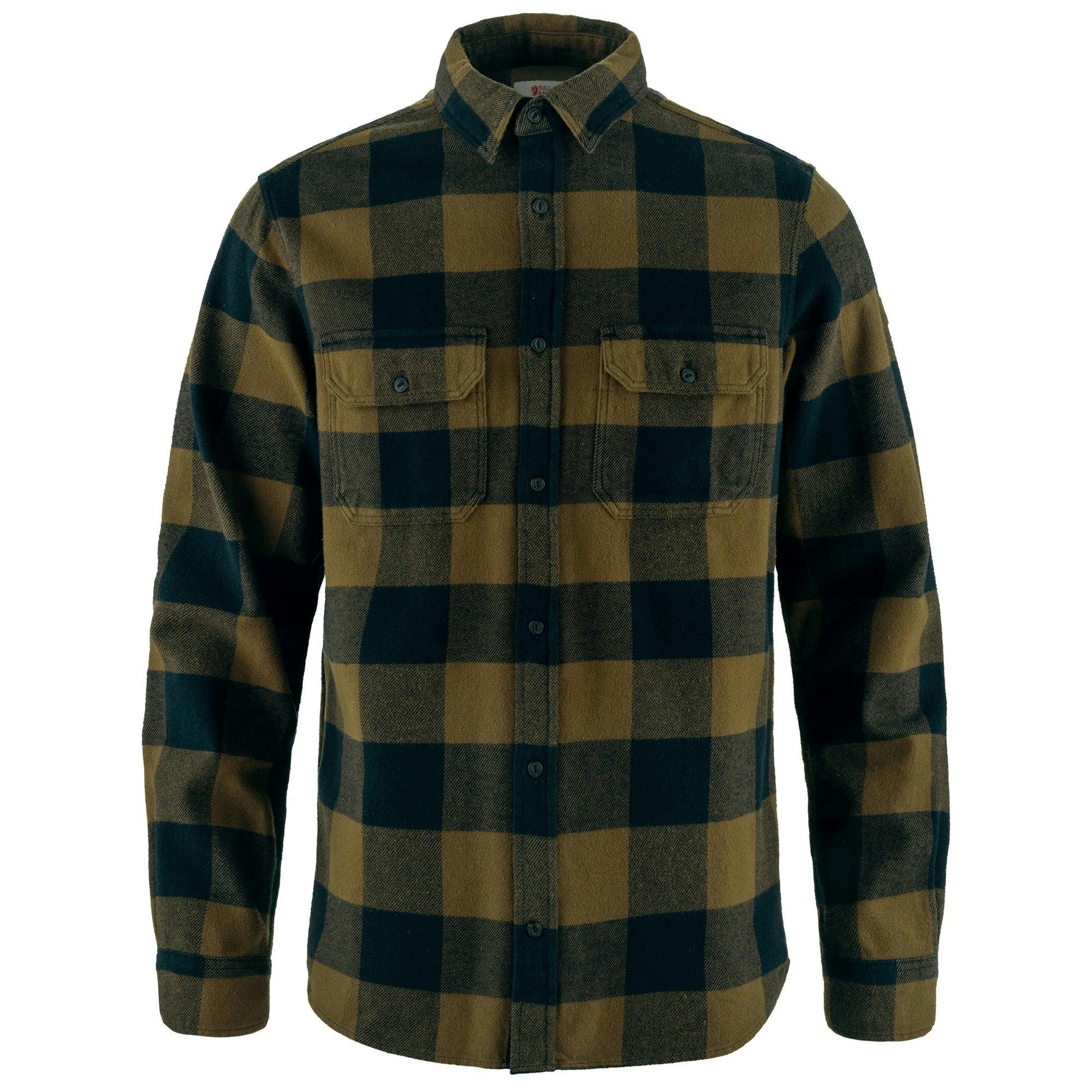 Fjallraven Brown/Dark Fjällräven Övik Heavy Flannel Shirt - Wood Navy - Medium