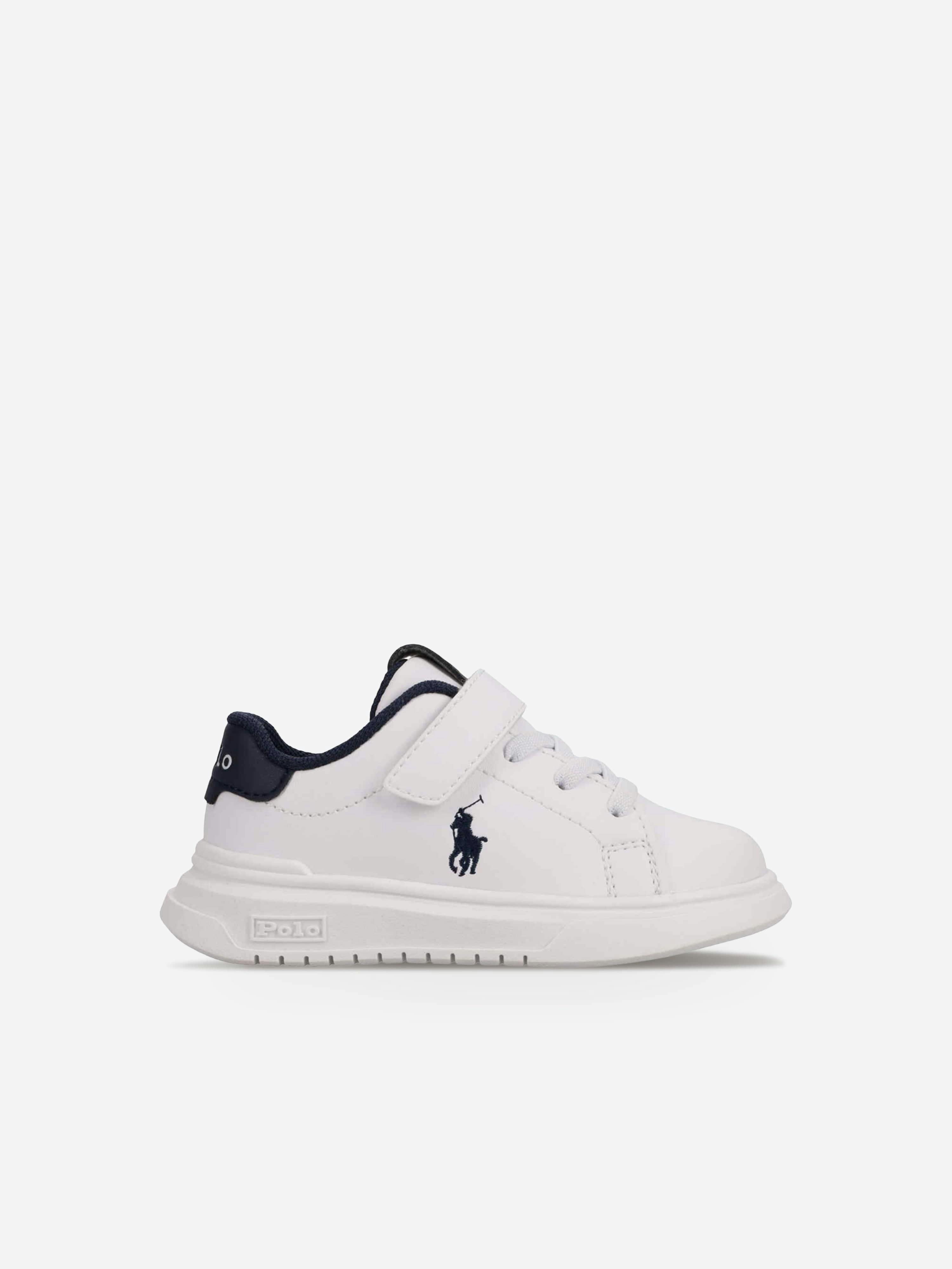 Ralph Lauren Kids Boys White Heritage Court Super Ps Trainers In - Eu 28 Uk 11 Us 11.5