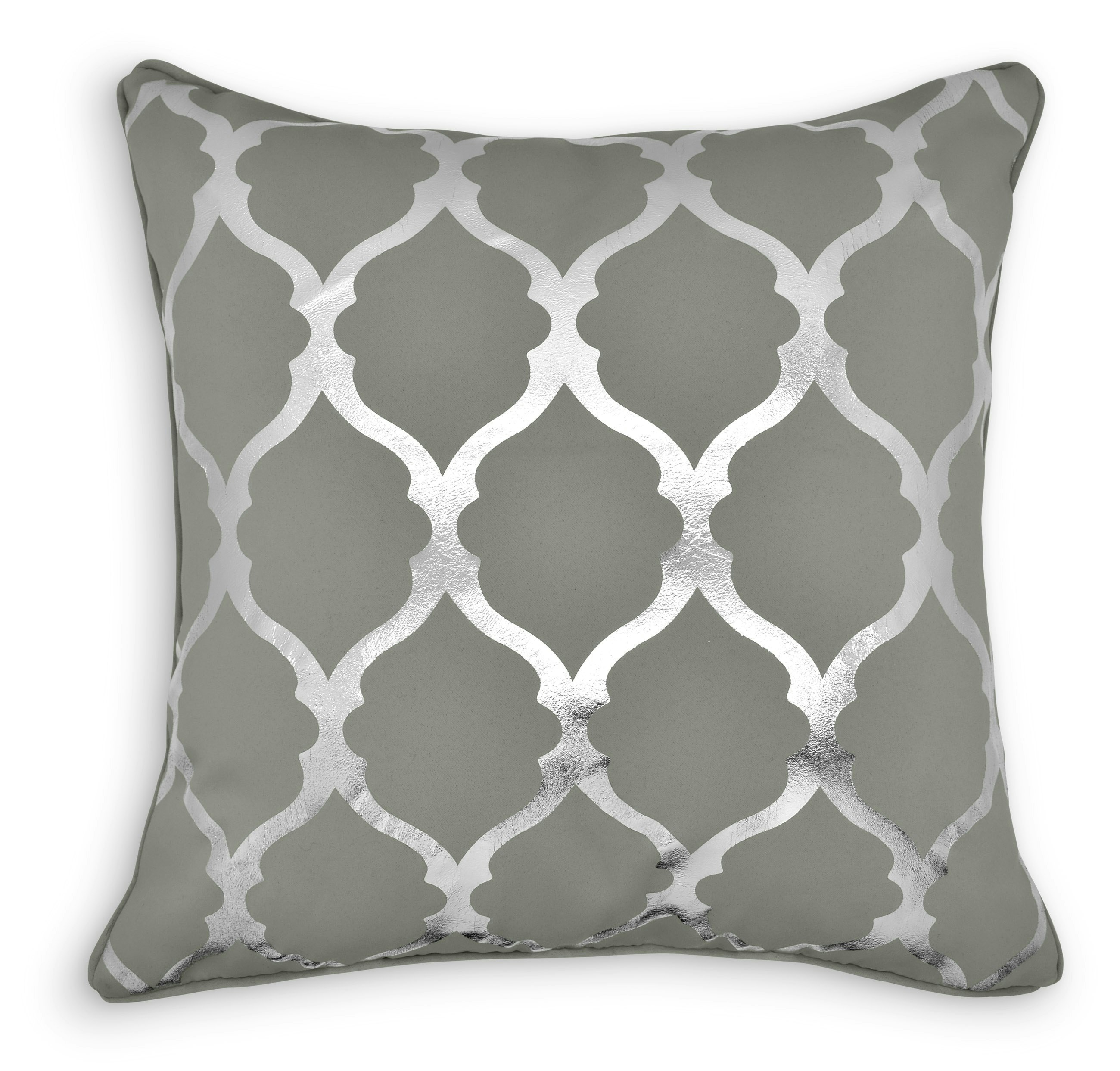 Velosso Grey Modern Ethnic Pattern Foil Print Cushion - 43Cm X 43Cm