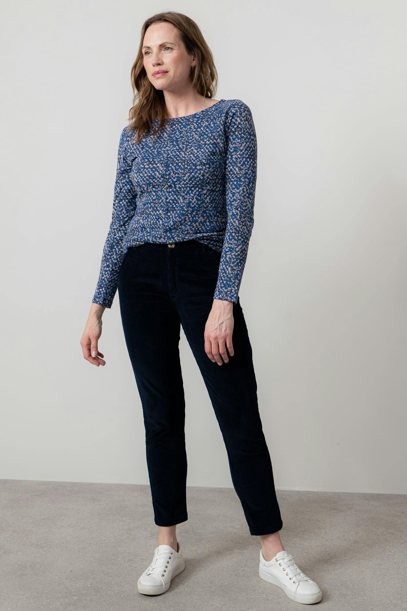 Lily & Me Brookend Stretch Cord Trouser Navy - 18 - Navy