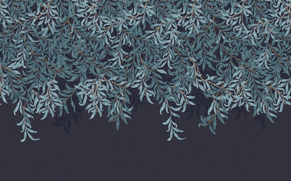 William Morris At Home Blue/Light Willow Bough Fixed Size Mural | Navy