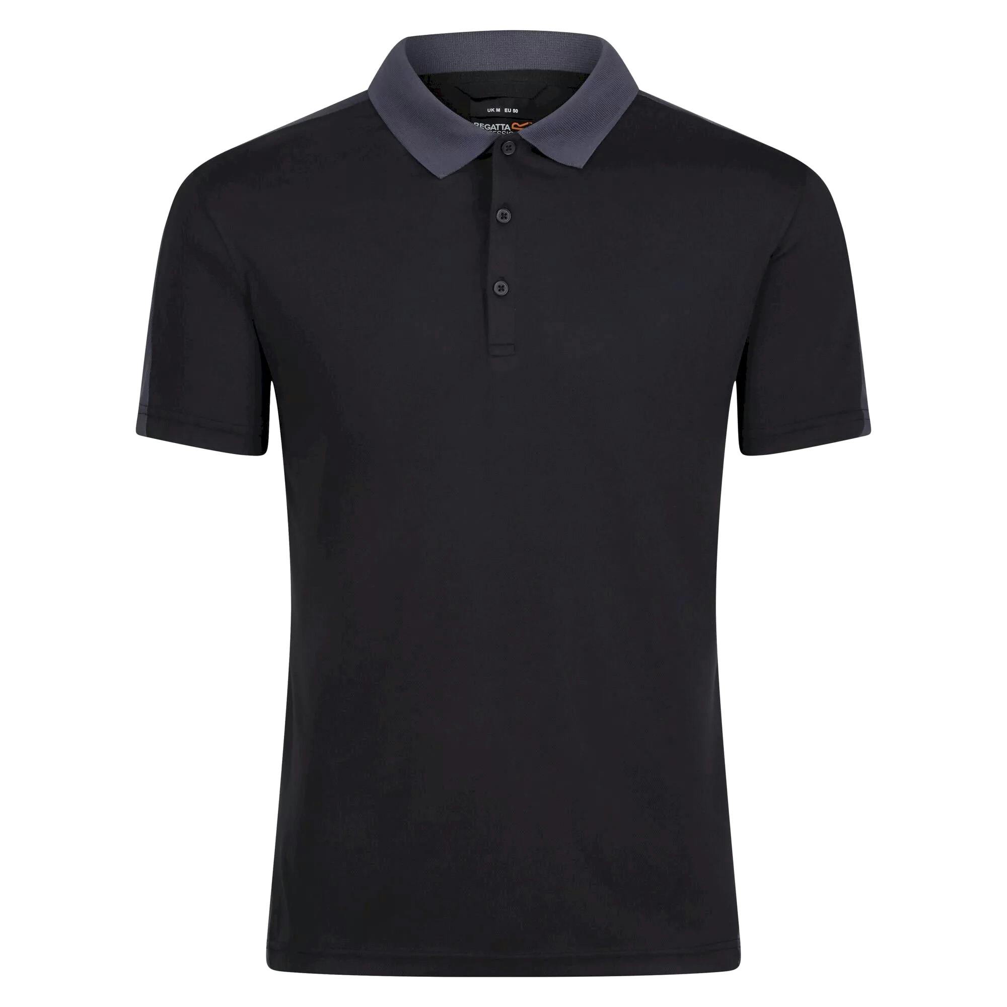Regatta Black/Grey Contrast Coolweave Pique Polo Shirt - /Seal - /Seal - M - 100% Polyester