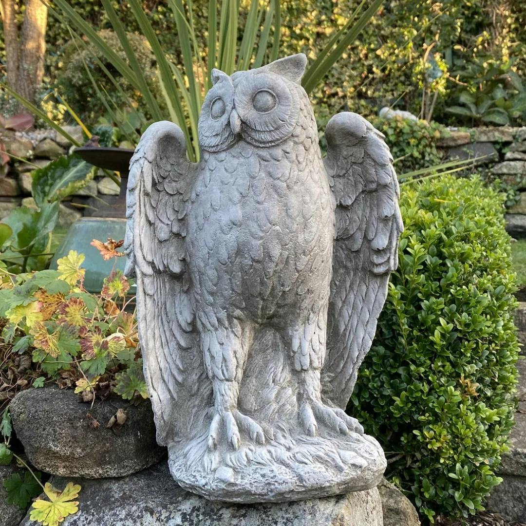 Osn Highly Detailed Stone Owl Garden Ornament Stoneware Statue