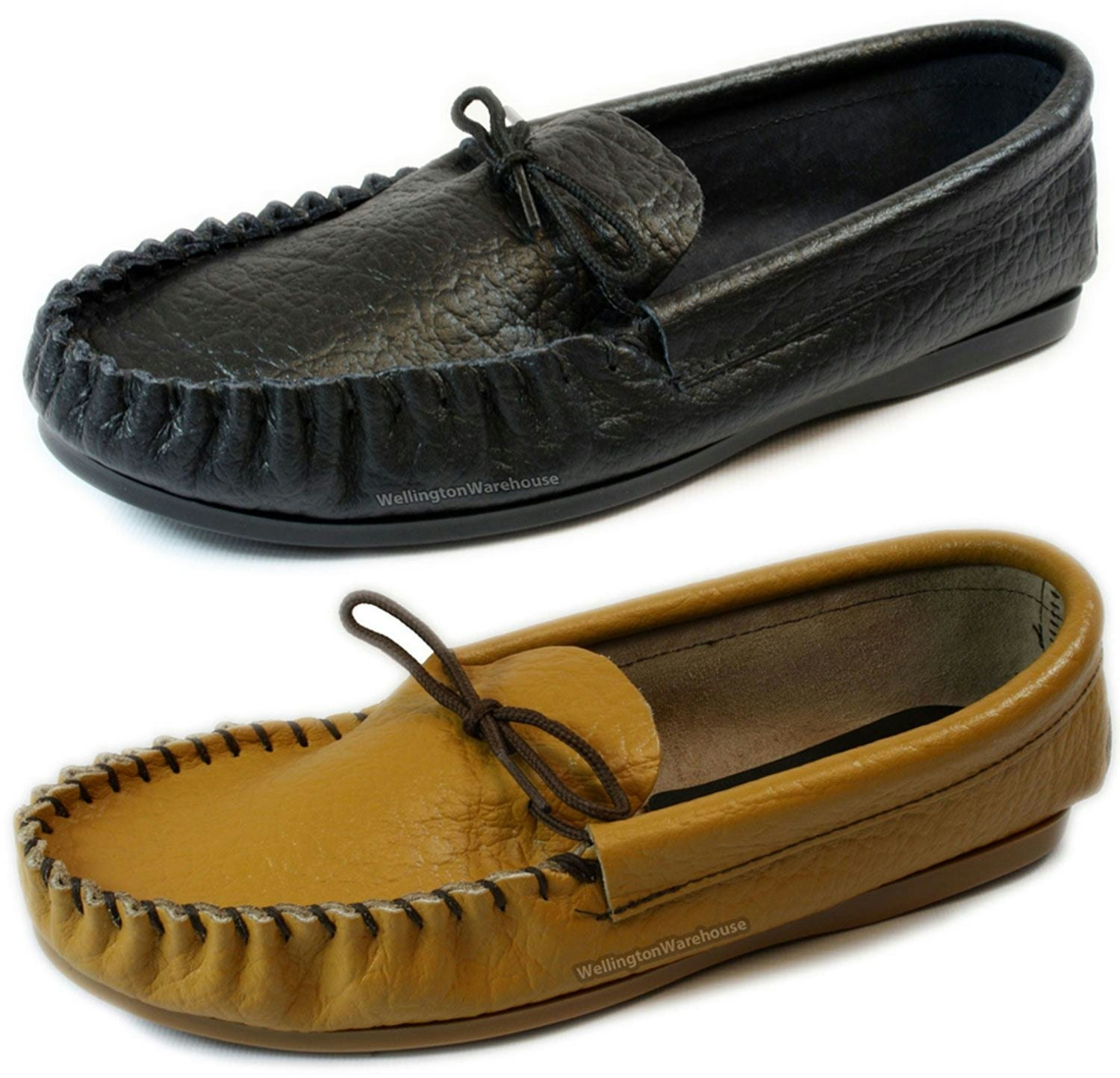 Mokkers Men's Dark/Grey Coopers Moccasin Traditional Leather Outdoor Slippers - 6 Uk