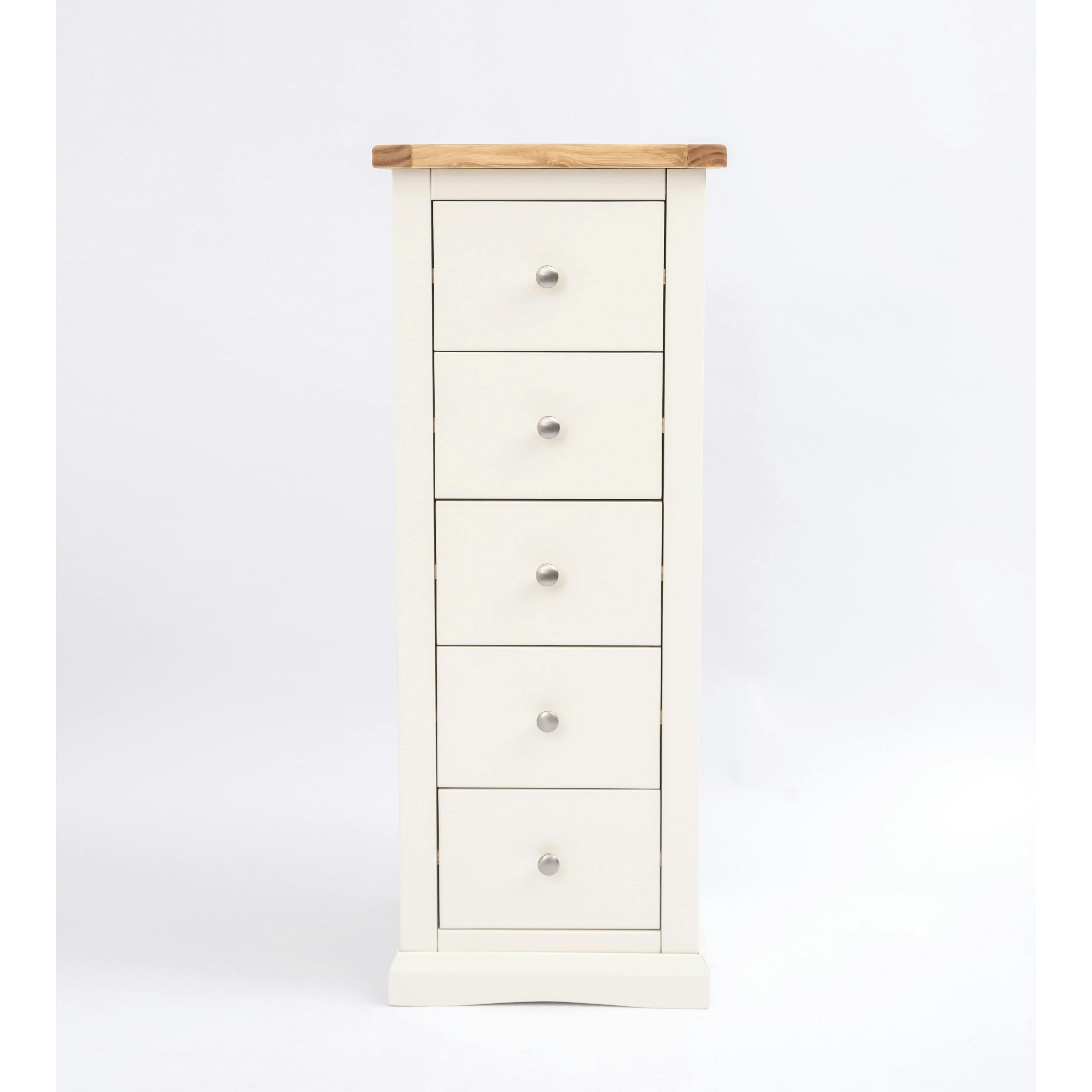 Cabinet Bits White Castelli 5 Drawer Narrow Chest Of Drawers Chrome Knob - Off