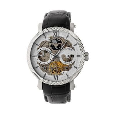Heritor Automatic Men's Black/White Aries Skeleton Dial Watch
