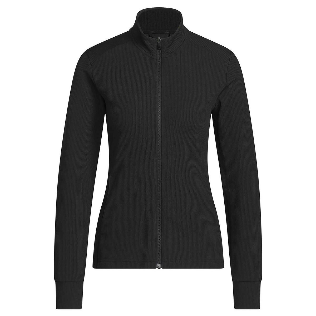 Adidas Women's Black Performance Textured Full Zip Jacket - Xl - 91% Recycled Polyester/9% Elastane