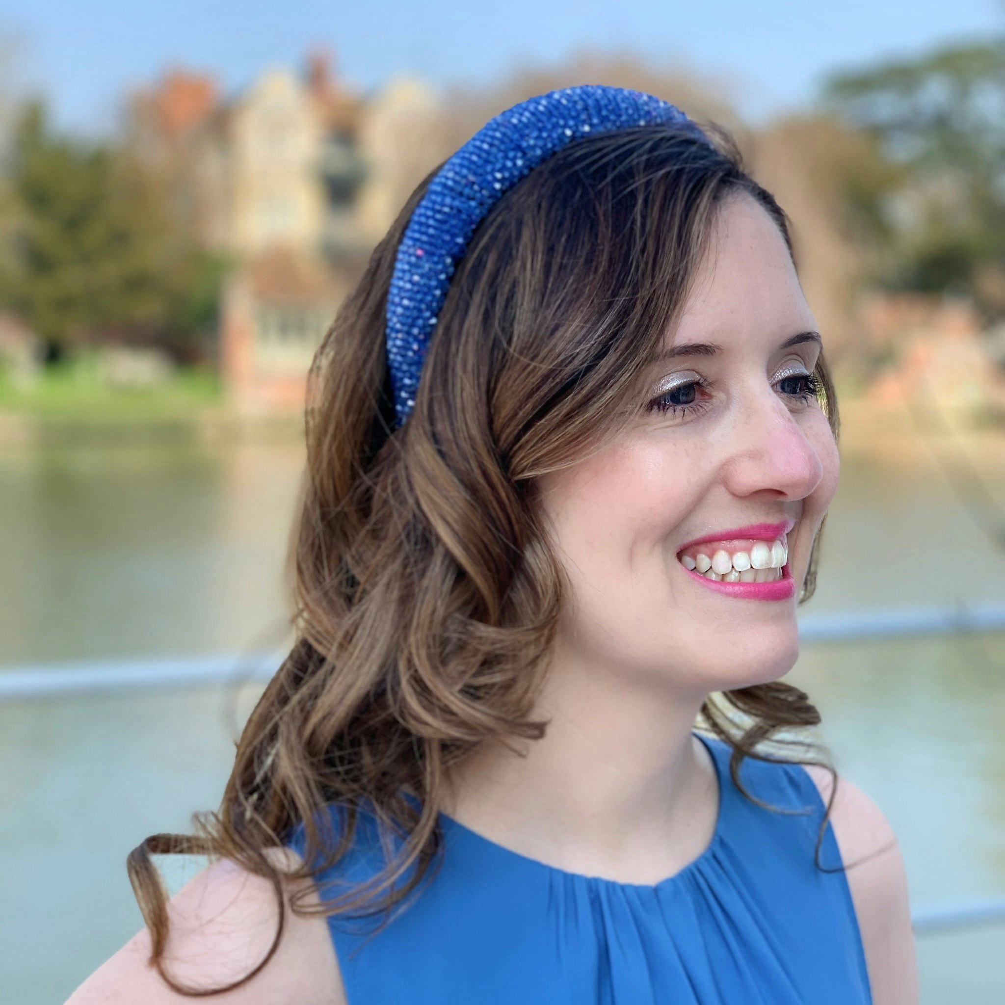 Queenmee Accessories Blue Headband Beaded