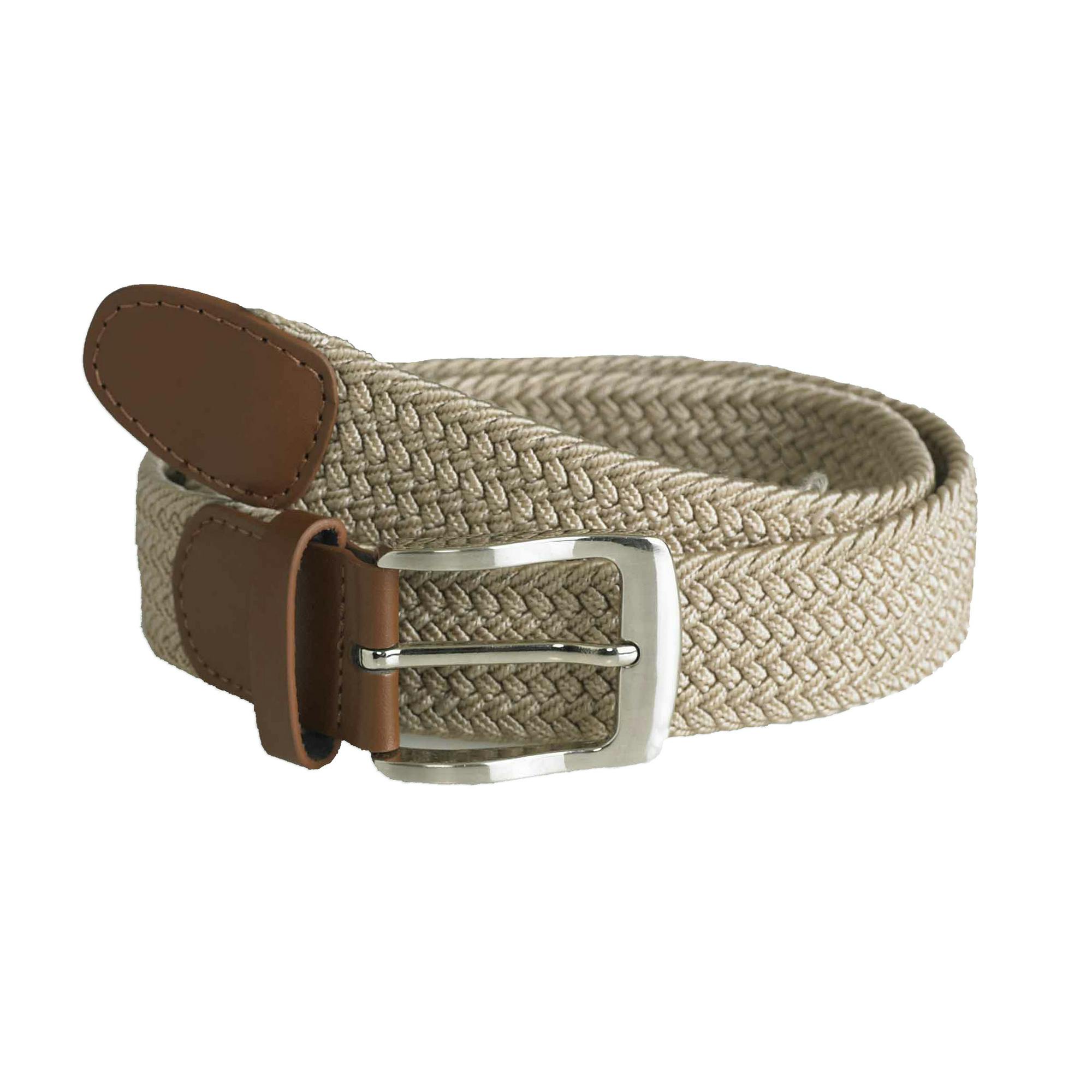 Duke D555 Frank Braided Stretch Belt - Stone - 6XL - Stone - 100% Polyester