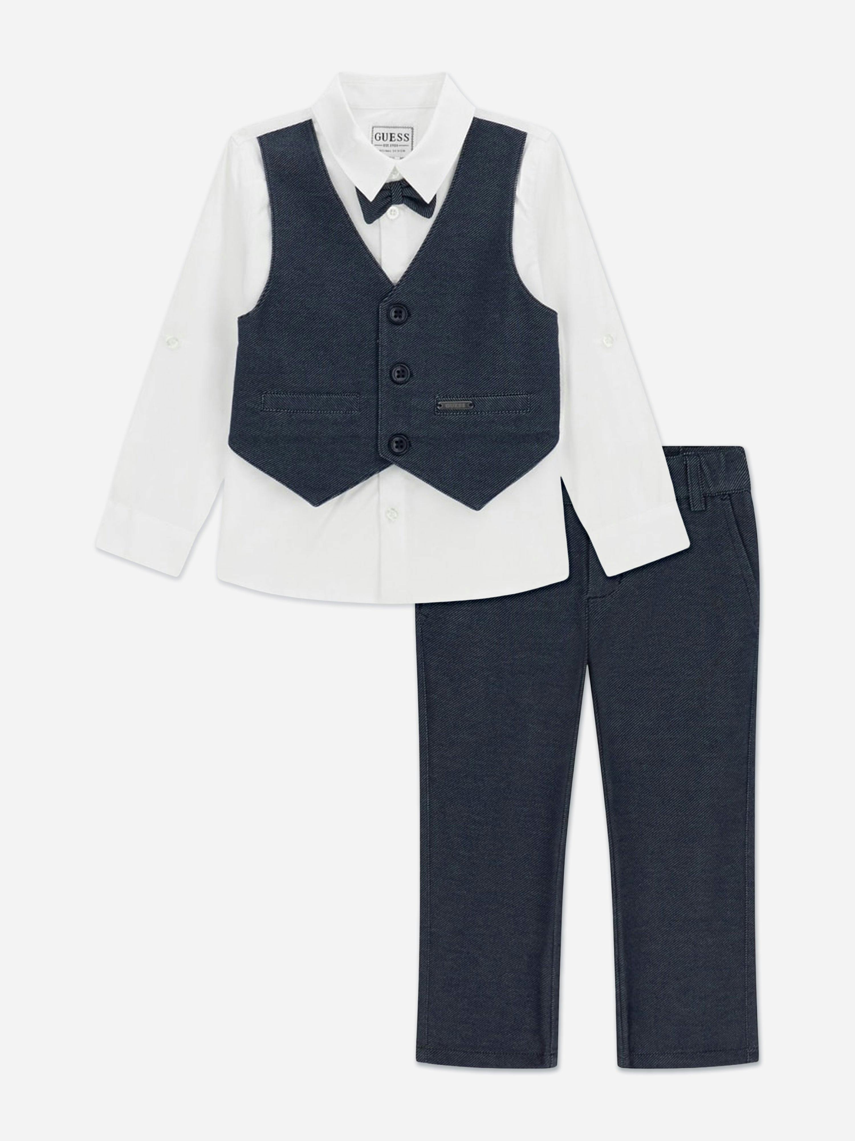 Guess Boys Blue Shirt And Trousers Set In - 3 Yrs