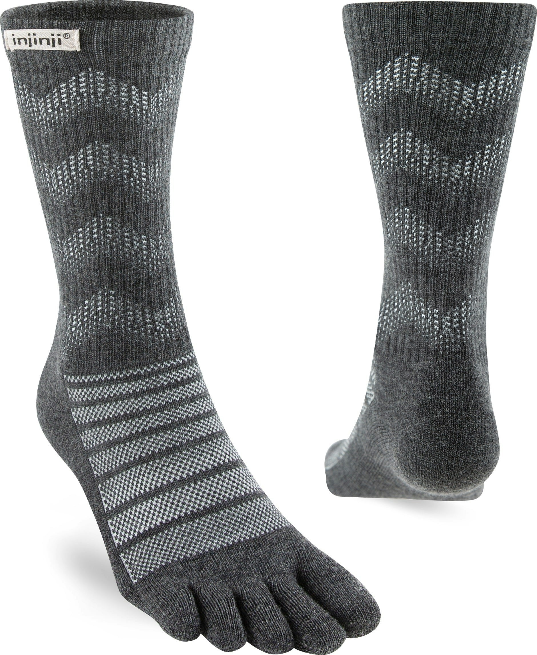 Injinji Grey Mid-Weight Merino Wool Crew Toe Socks (Inj-Odc) - Slate - Large