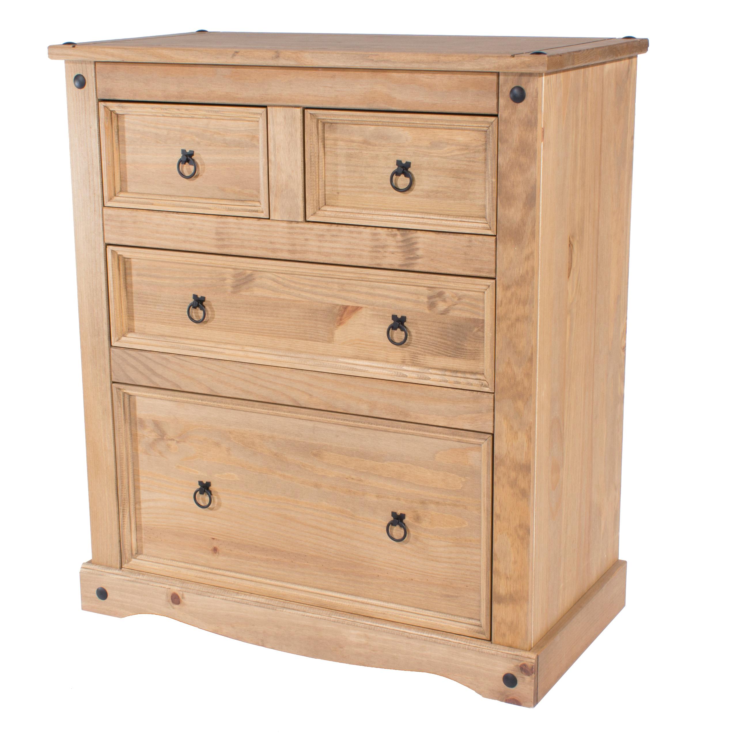 Rackhams Black Corona 2 + 2 Drawer Chest - Antique Waxed Pine