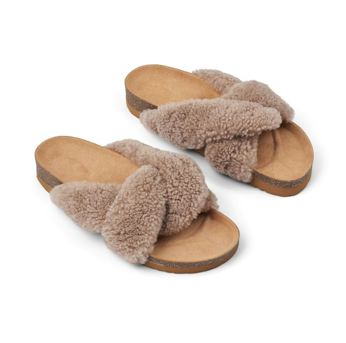 Natures Collection Brown Lilly Cross Slipper - Teddy - 37