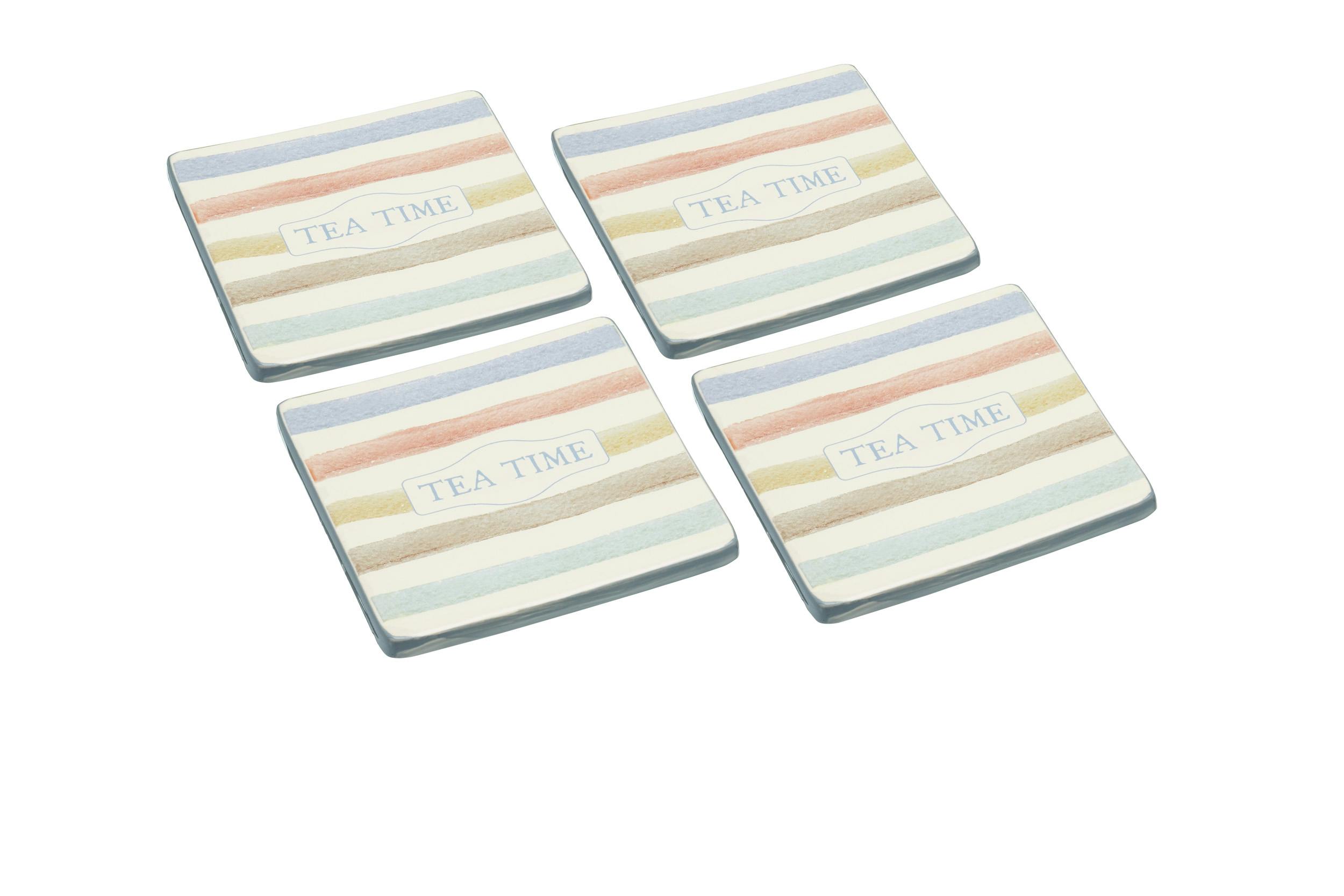 Rackhams Cream Classic Collection Vintage Style Ceramic Drink Coasters - Assorted - Stoneware - Placemats And Coasters