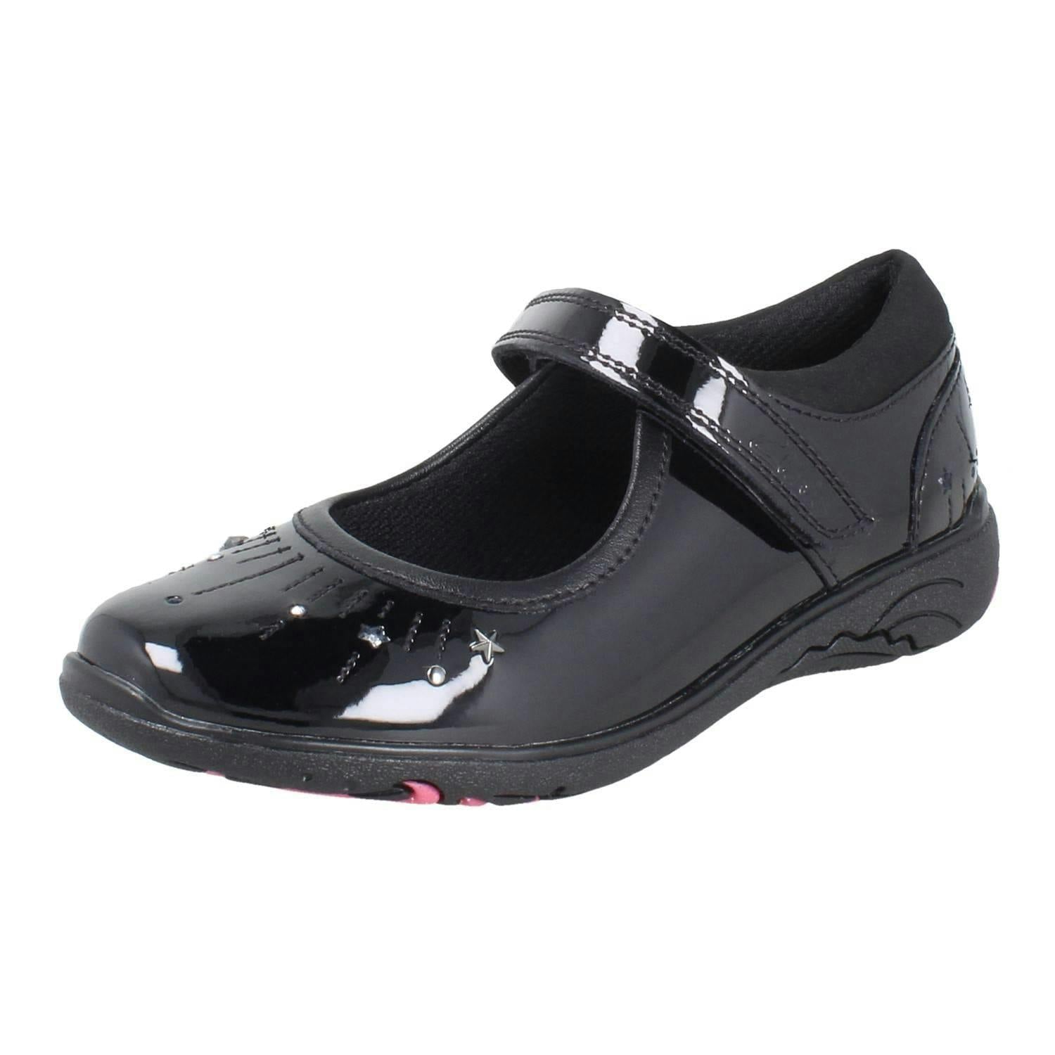 Clarks Girls Black Playprints Mary Jane School Shoes Relda Wish - Patent - Uk 8.5 Child - E