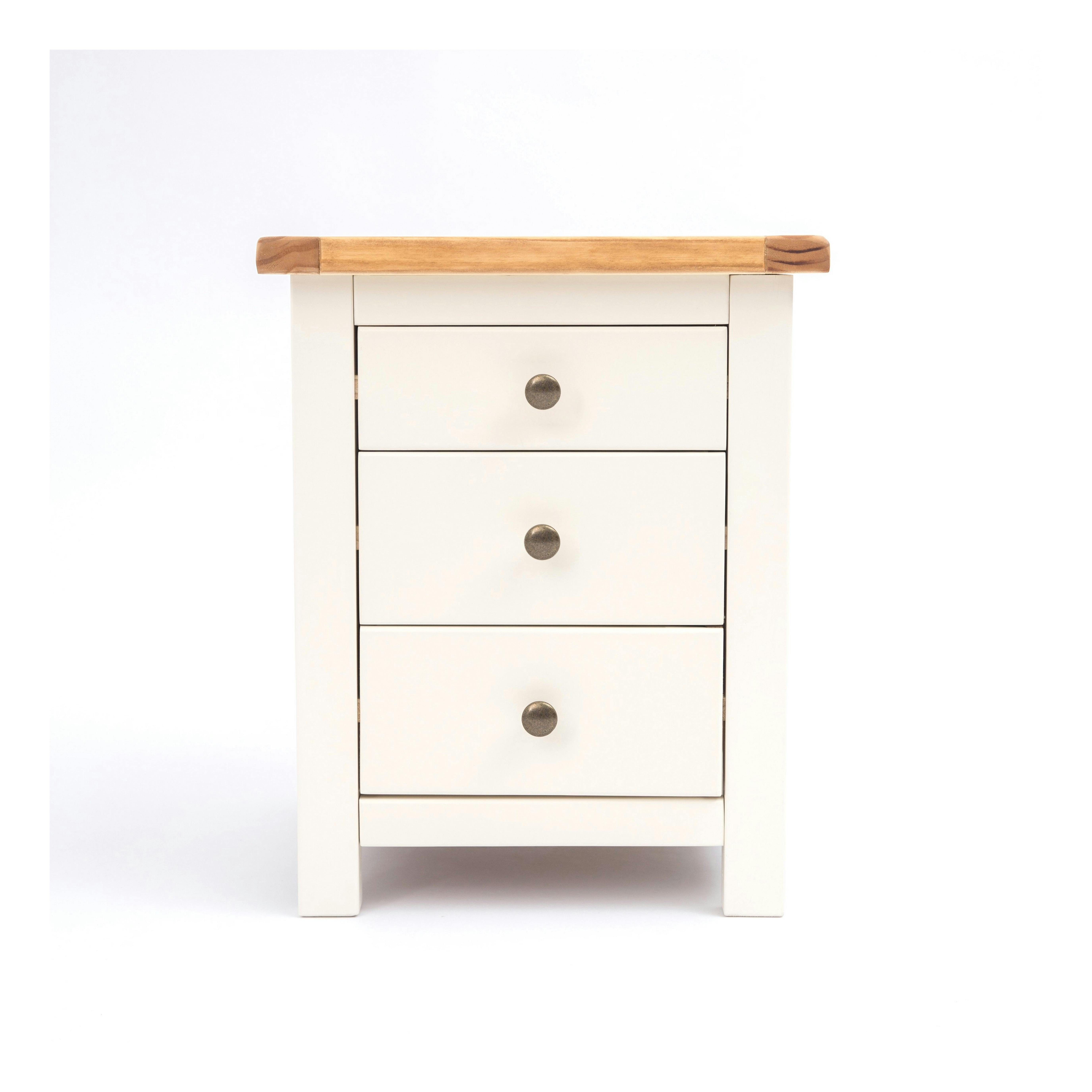 Cabinet Bits White Maggiori 3 Drawer Bedside Table - Off