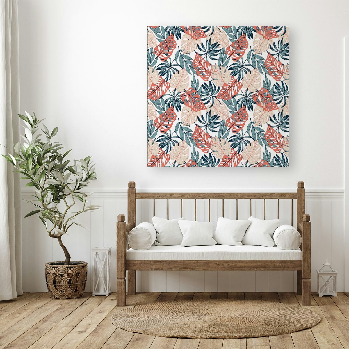 Warren Reed Tropical Leaf Pattern Canvas - Medium 16" X 16"