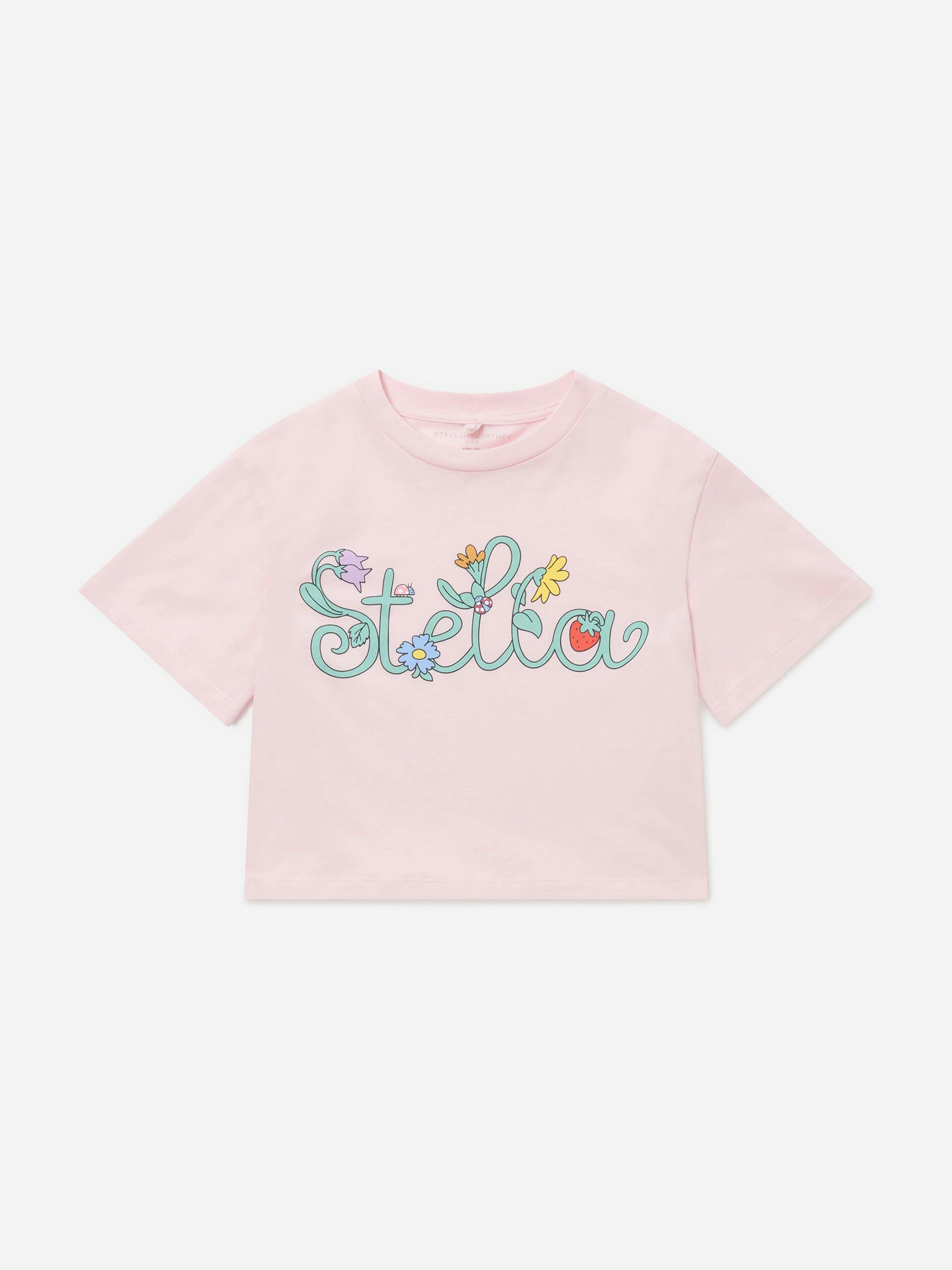 Stella Mccartney Kids Girls Pink Stella Mccartney Flower Logo T-Shirt In - 5 Yrs