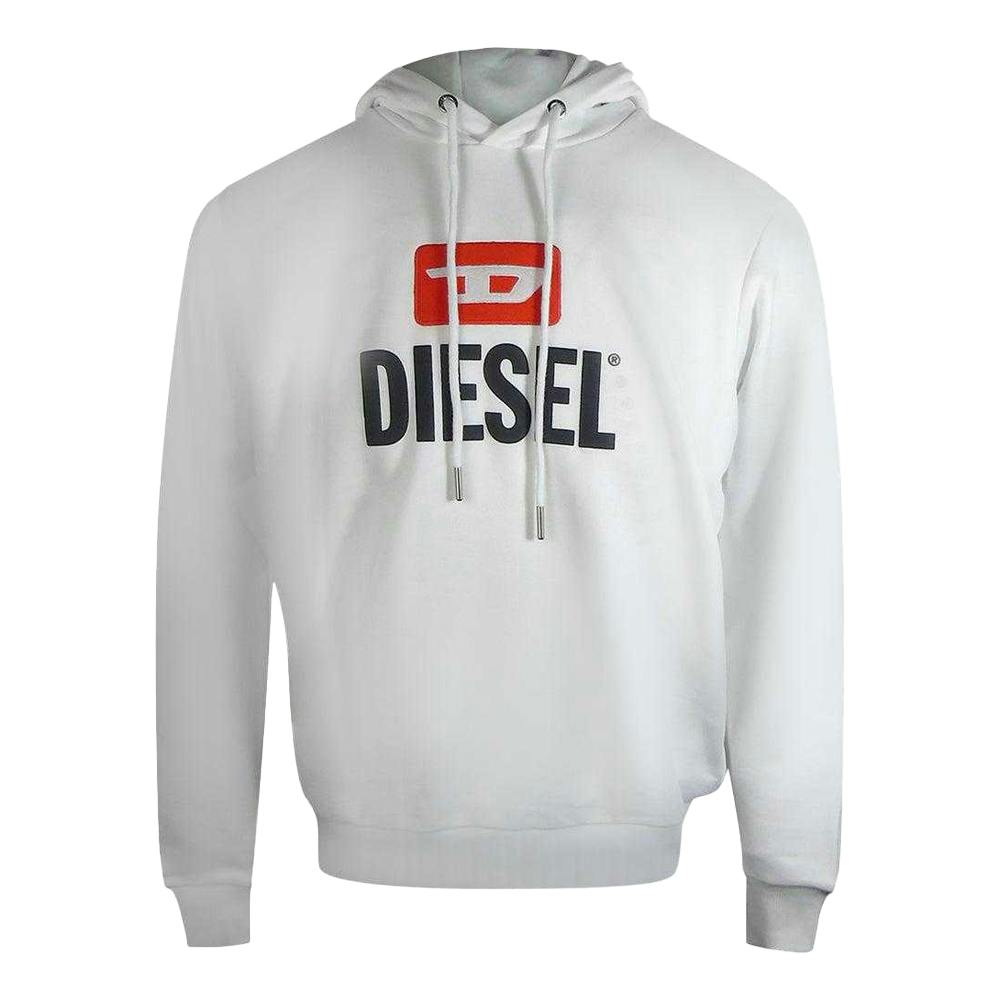 Diesel Men's White Logo Hoodie - L - 100% Cotton