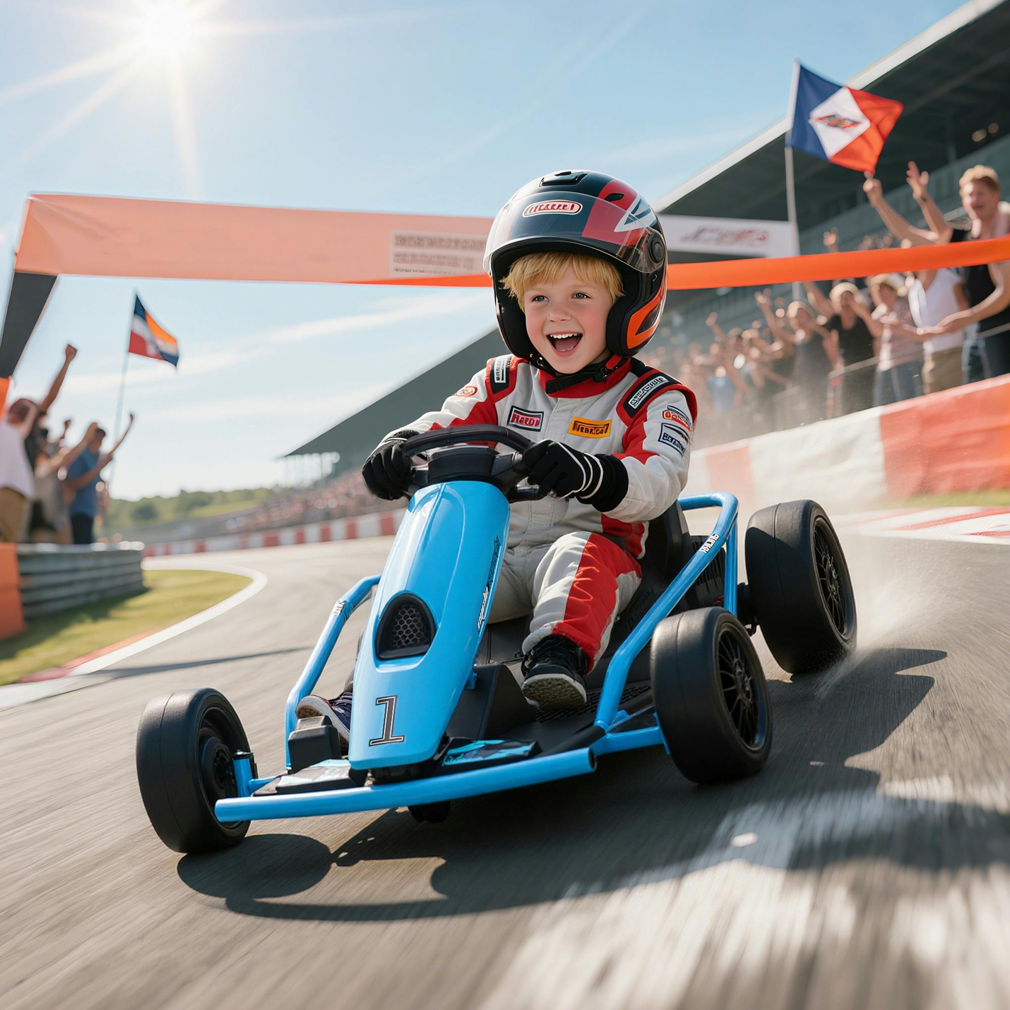 Bobobiy Blue 24V Drift Kart, Electric Ride-On Racing Go Kart W/ 2 Speeds, Steering Wheel, Pedals For Kids Aged 8-12, - Image 4