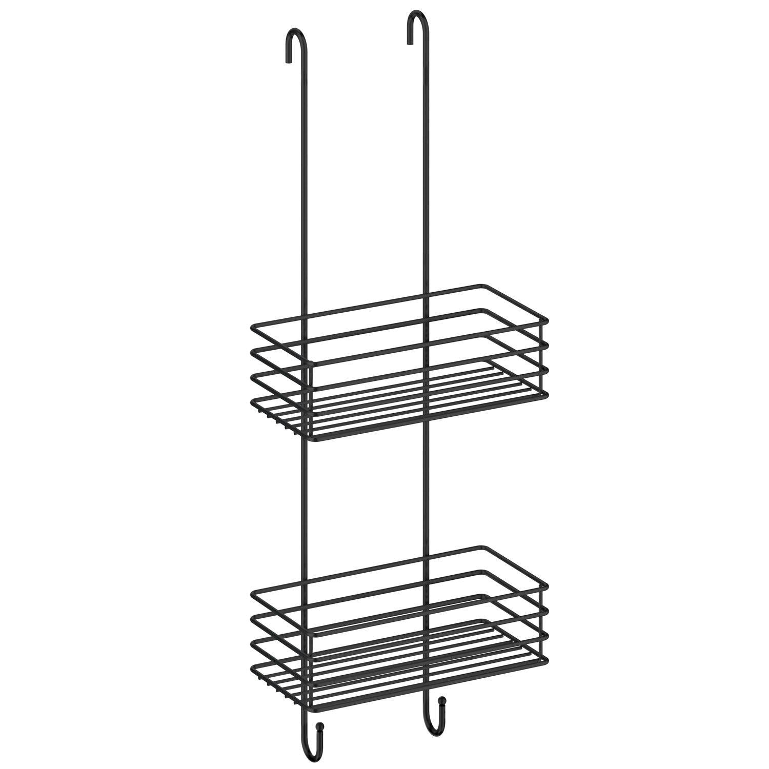 Rackhams Black Matt Stainless Steel Double Hanging Shower Basket