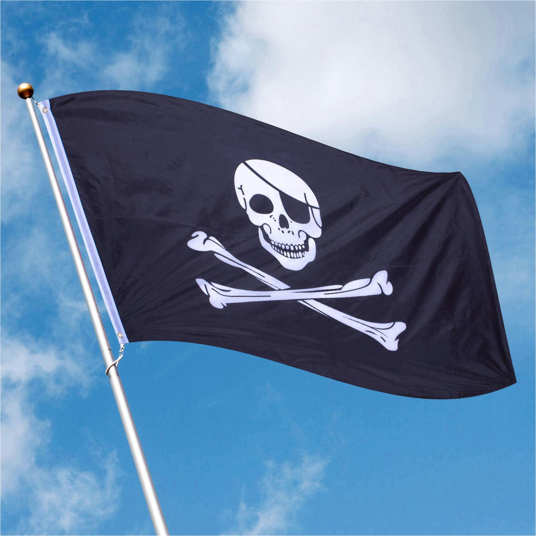 St Helens Red/Black Jolly Roger Flag, Inc. Holes 150X90cm