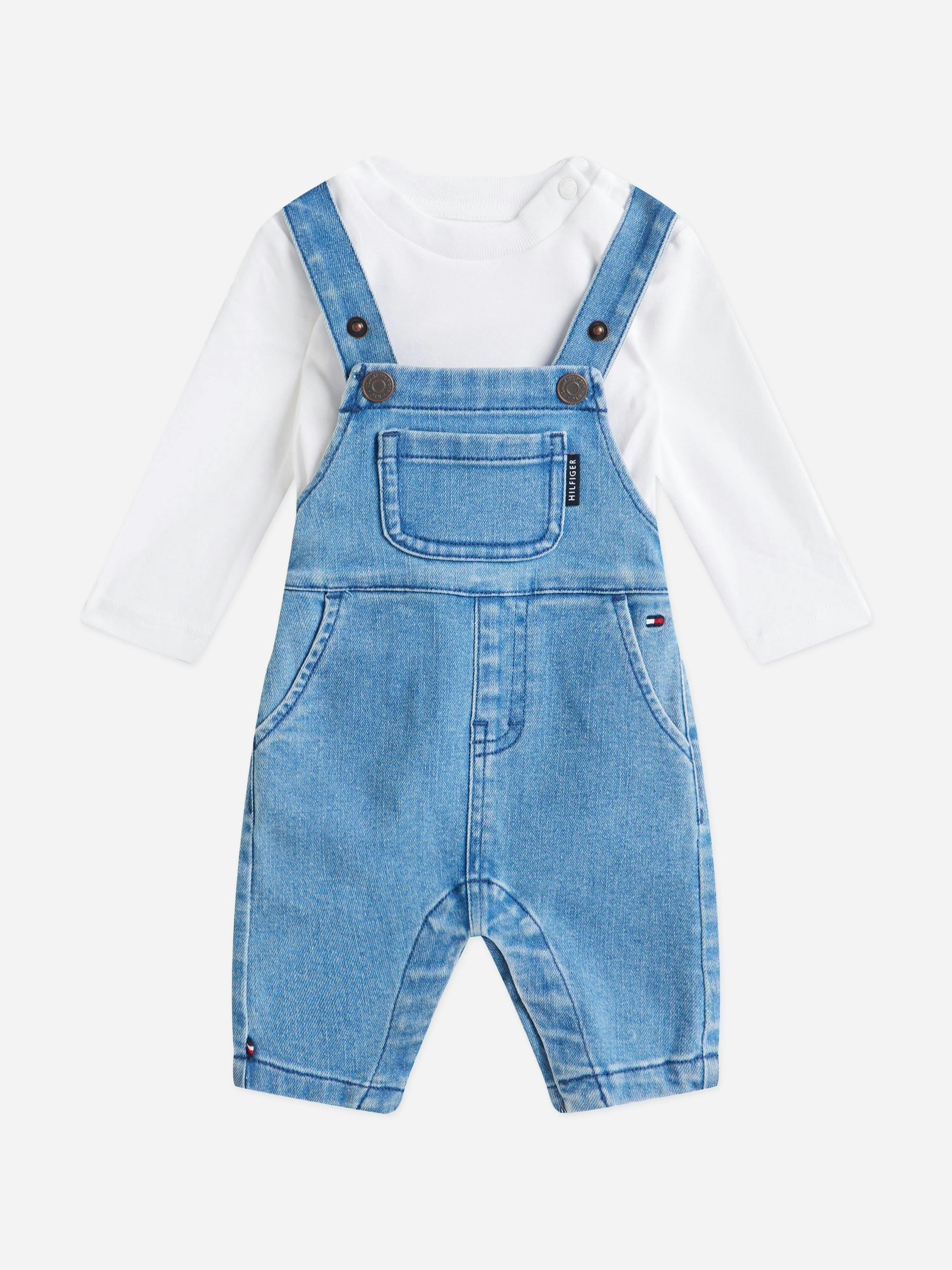 Tommy Hilfiger Men's Blue Baby Boys Denim Dungaree Set In - Navy - 2 Yrs