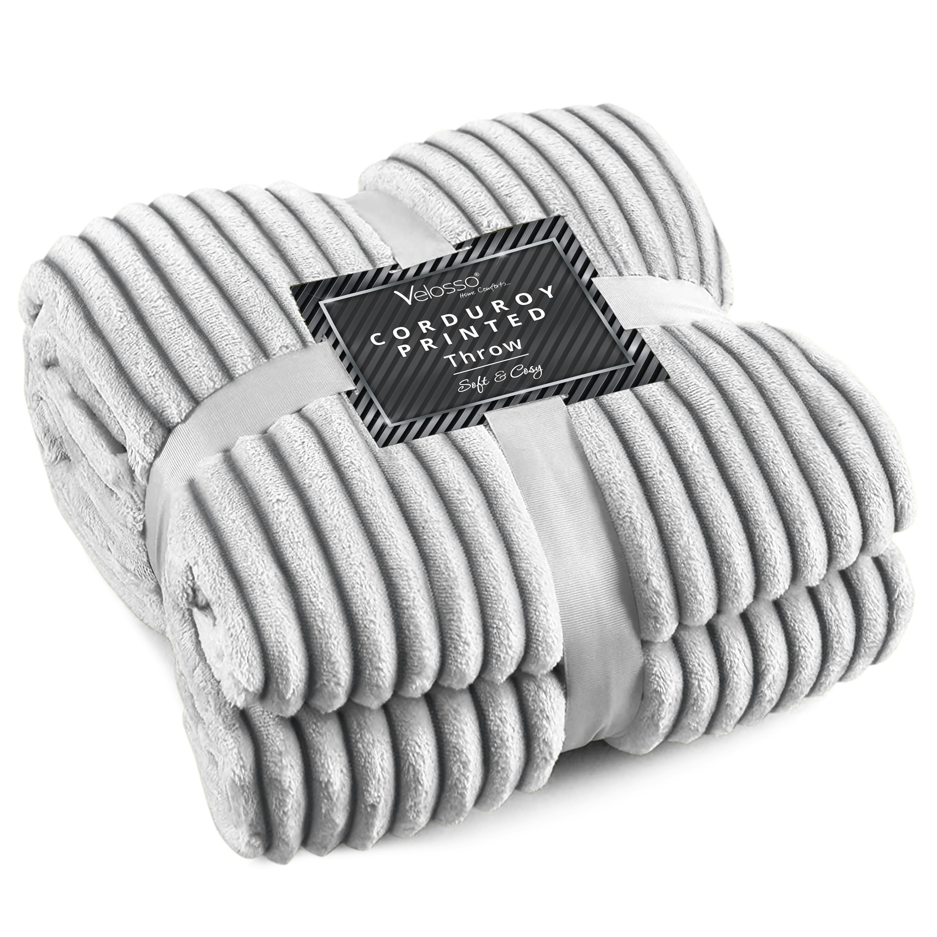 Velosso Corduroy Printed Throw - 127Cm X 152Cm - Charcoal