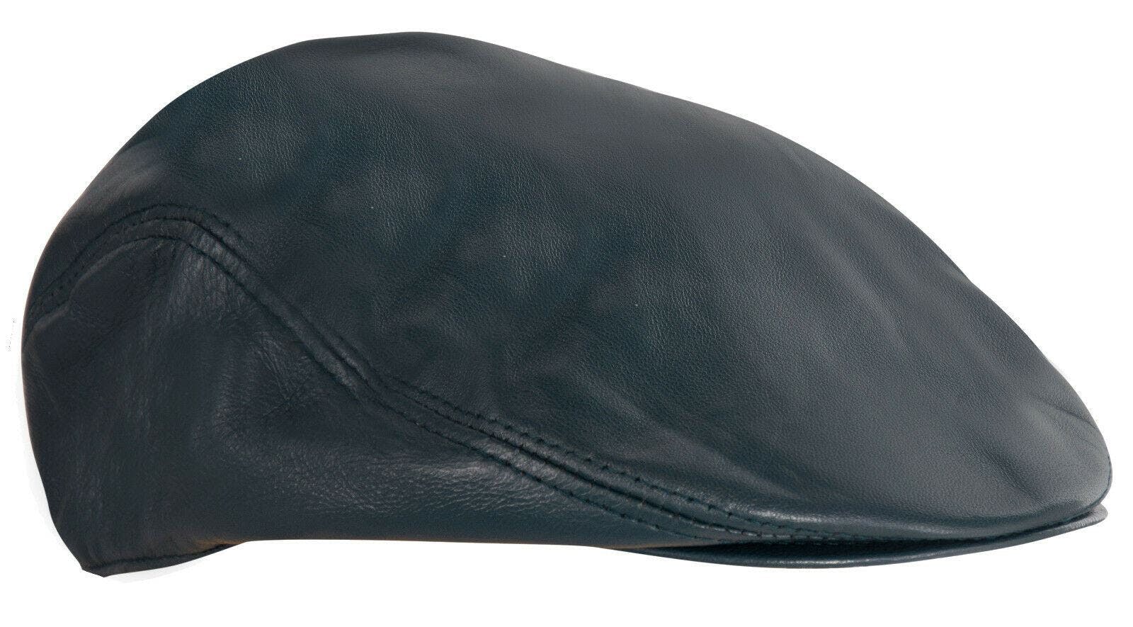 Infinity Leather Men's Leather Peaky Blinders Newsboy Flat Hat - Petrol - 59