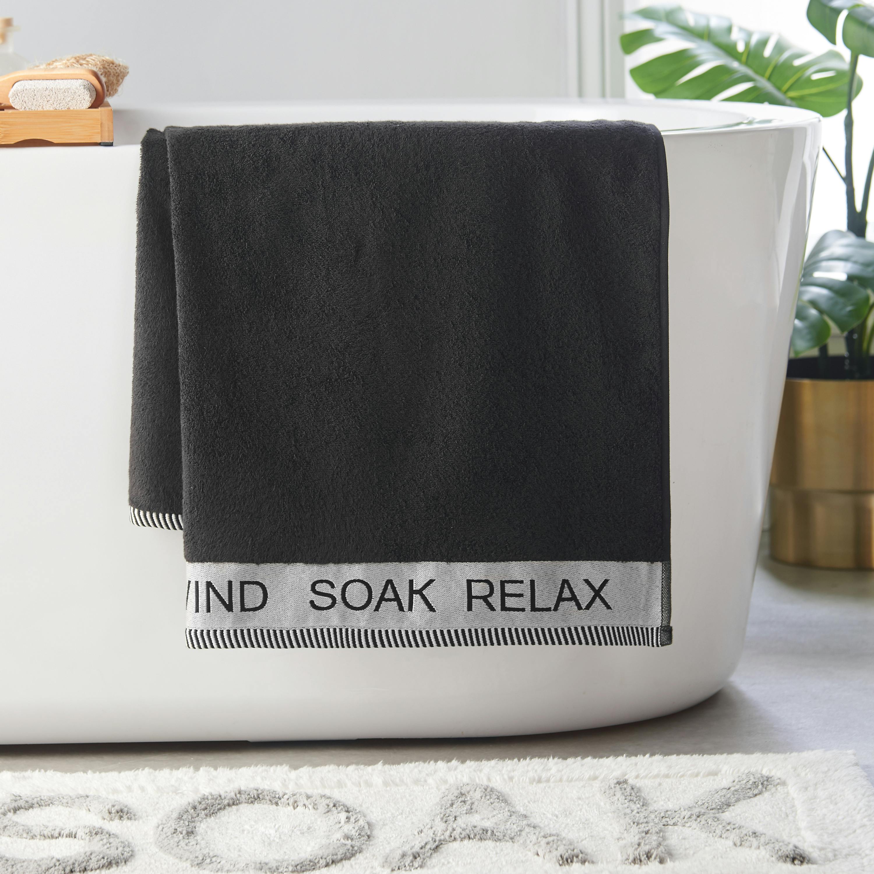 Catherine Lansfield Black Relax And Unwind Towel - Hand Towel