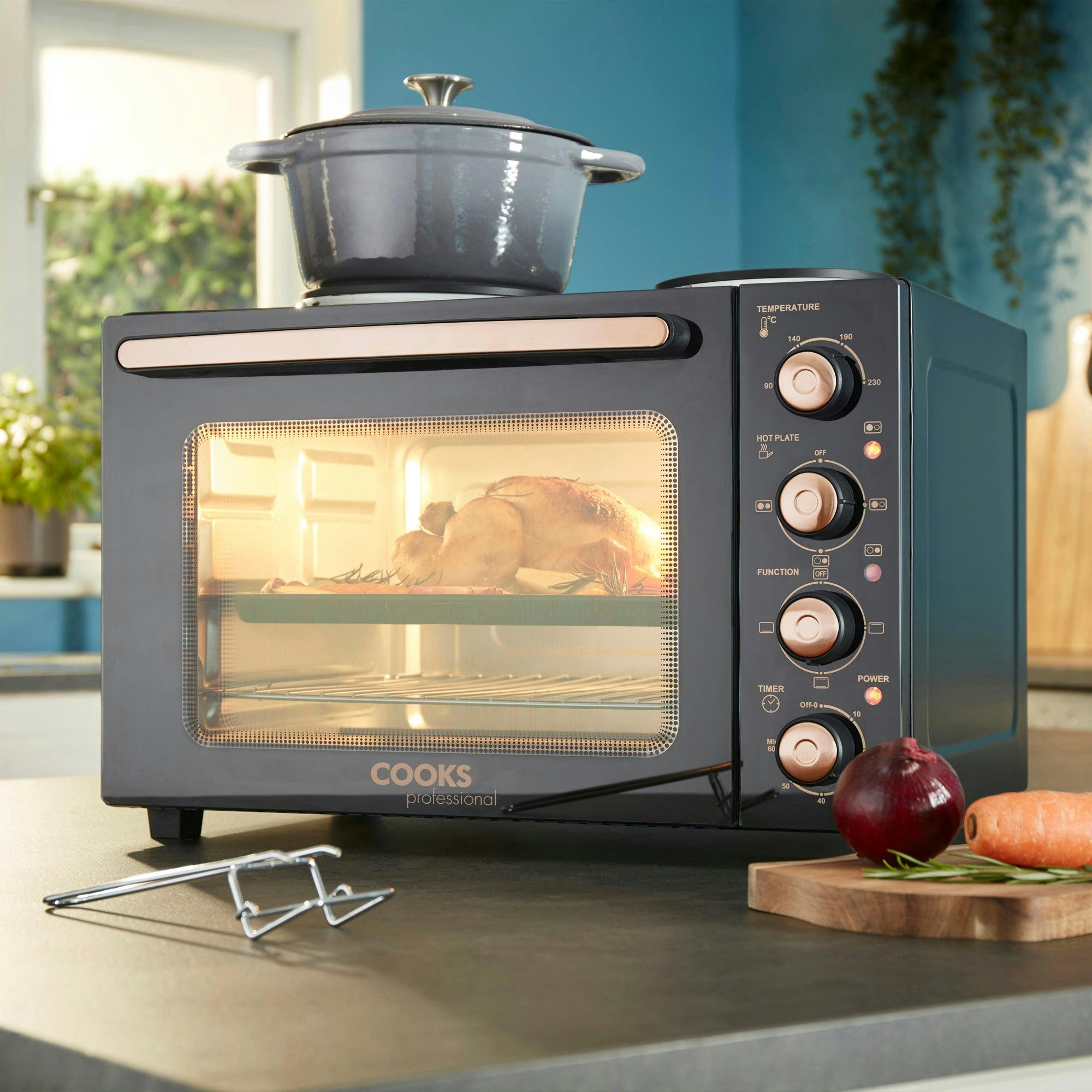 Cooks Professional 34L Mini Oven - Black/Copper - Image 2