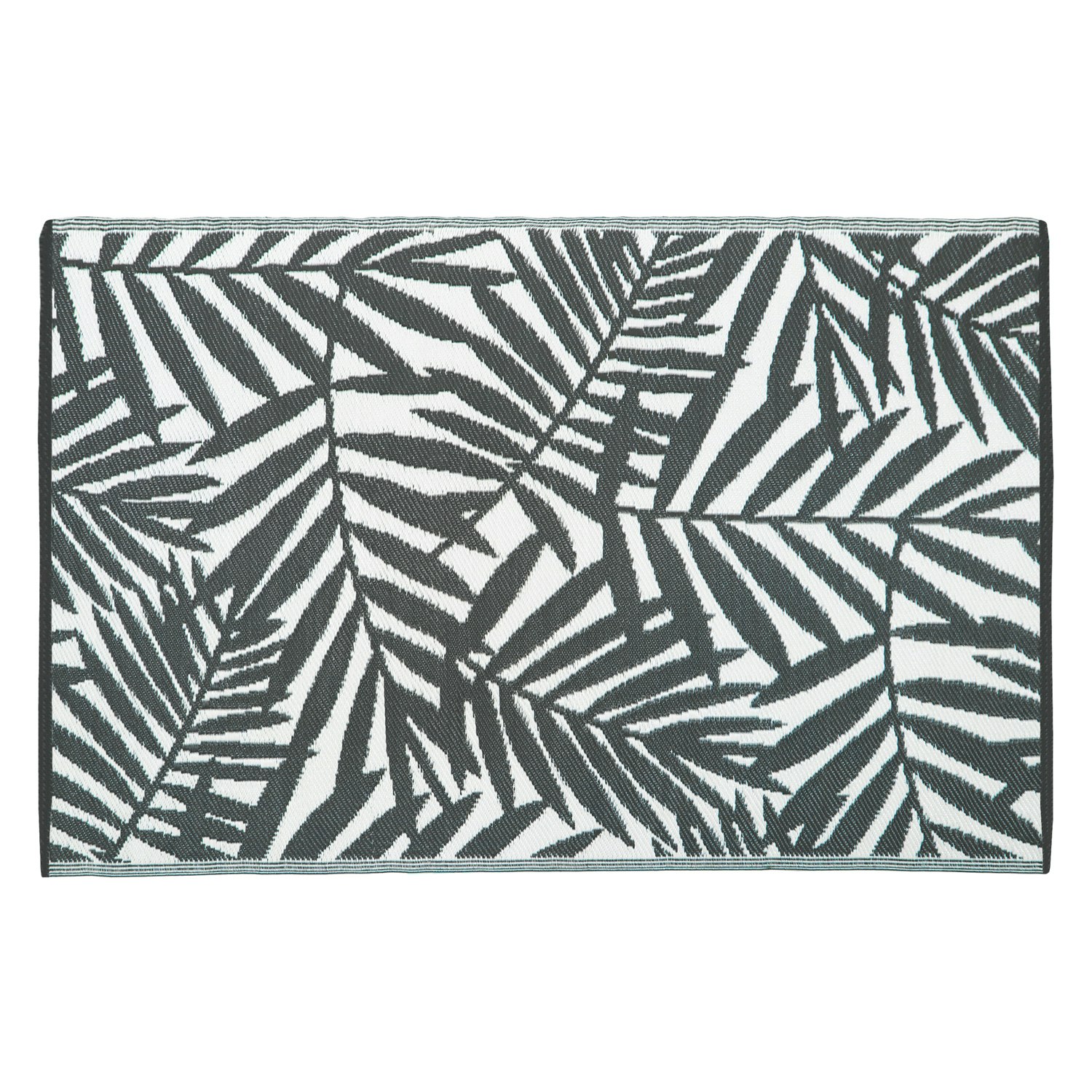 Jvl Grey/White Lightweight Reversible Plastic Woven Outdoor Rug, 133X190cm, Leaves