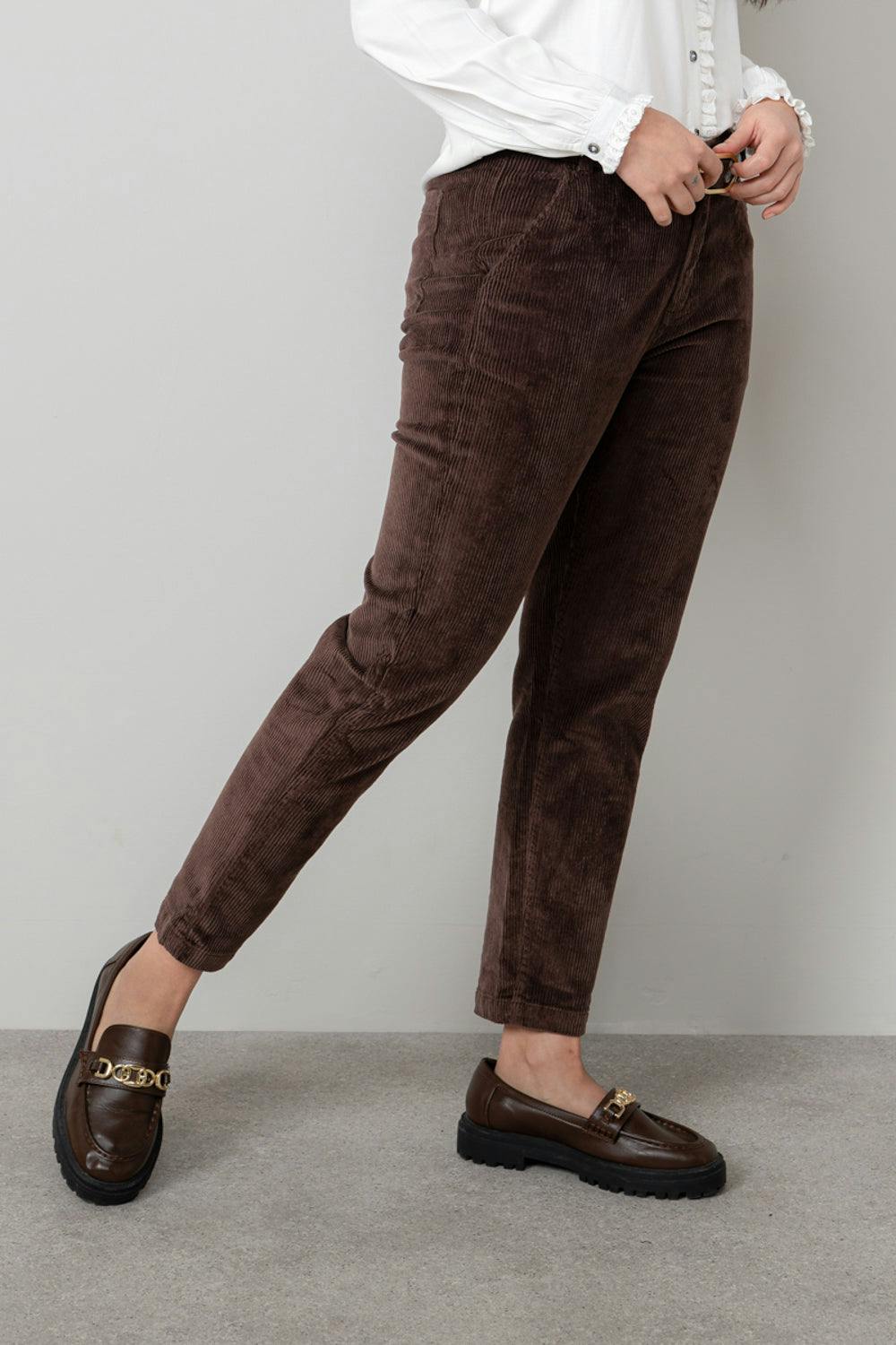 Lily & Me Brookend Stretch Cord Trouser Chocolate - 18 - Chocolate